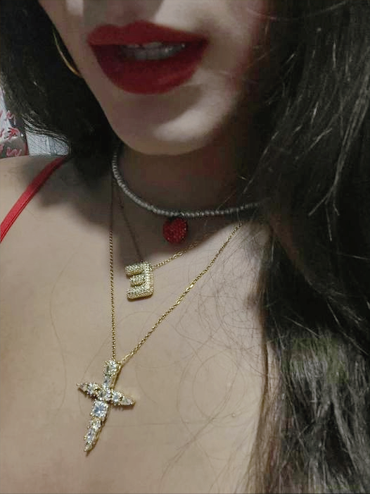 Steel Cross Chain Necklace with Zirconia