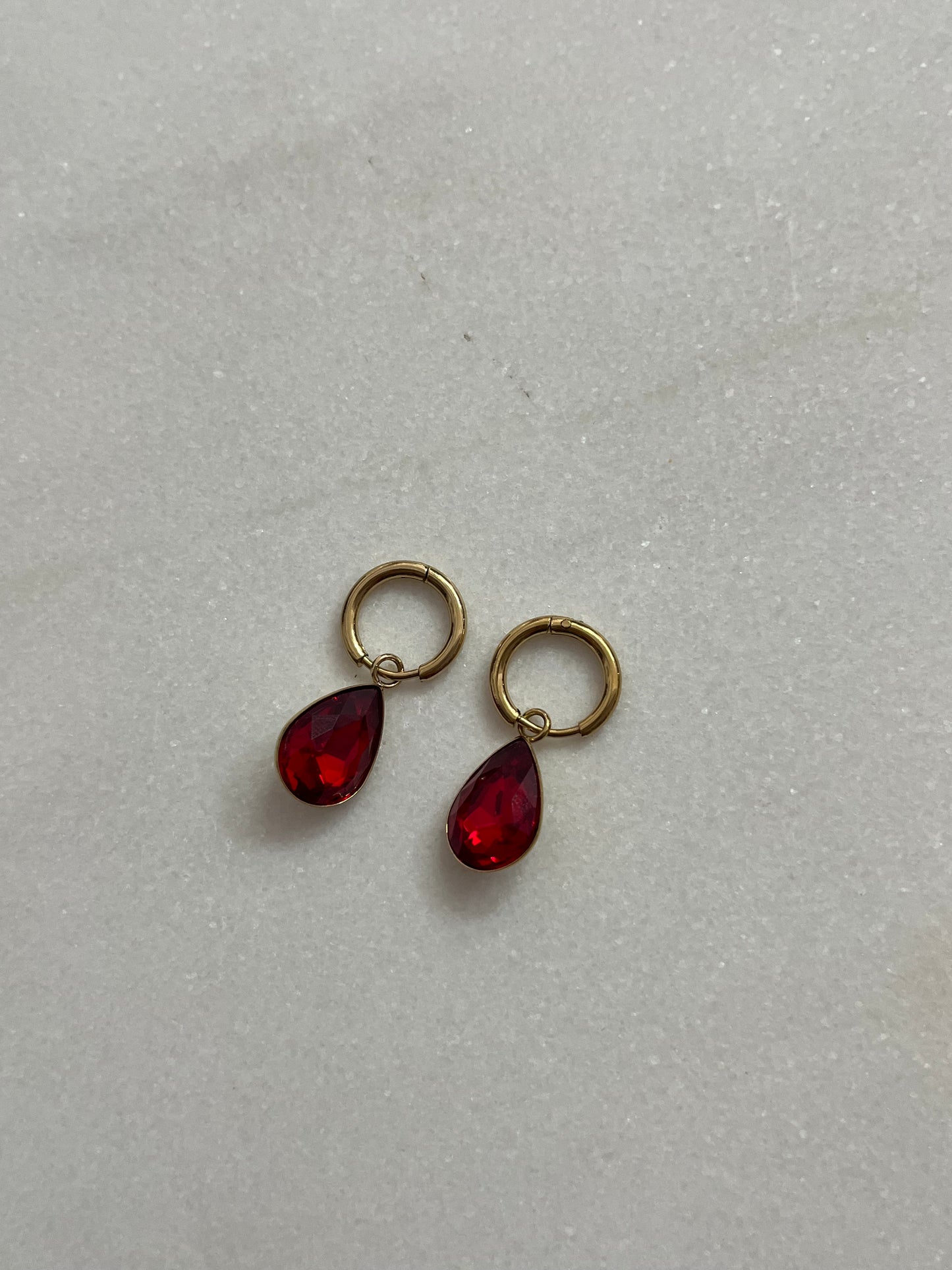 Steel Hoop Earrings with Stone