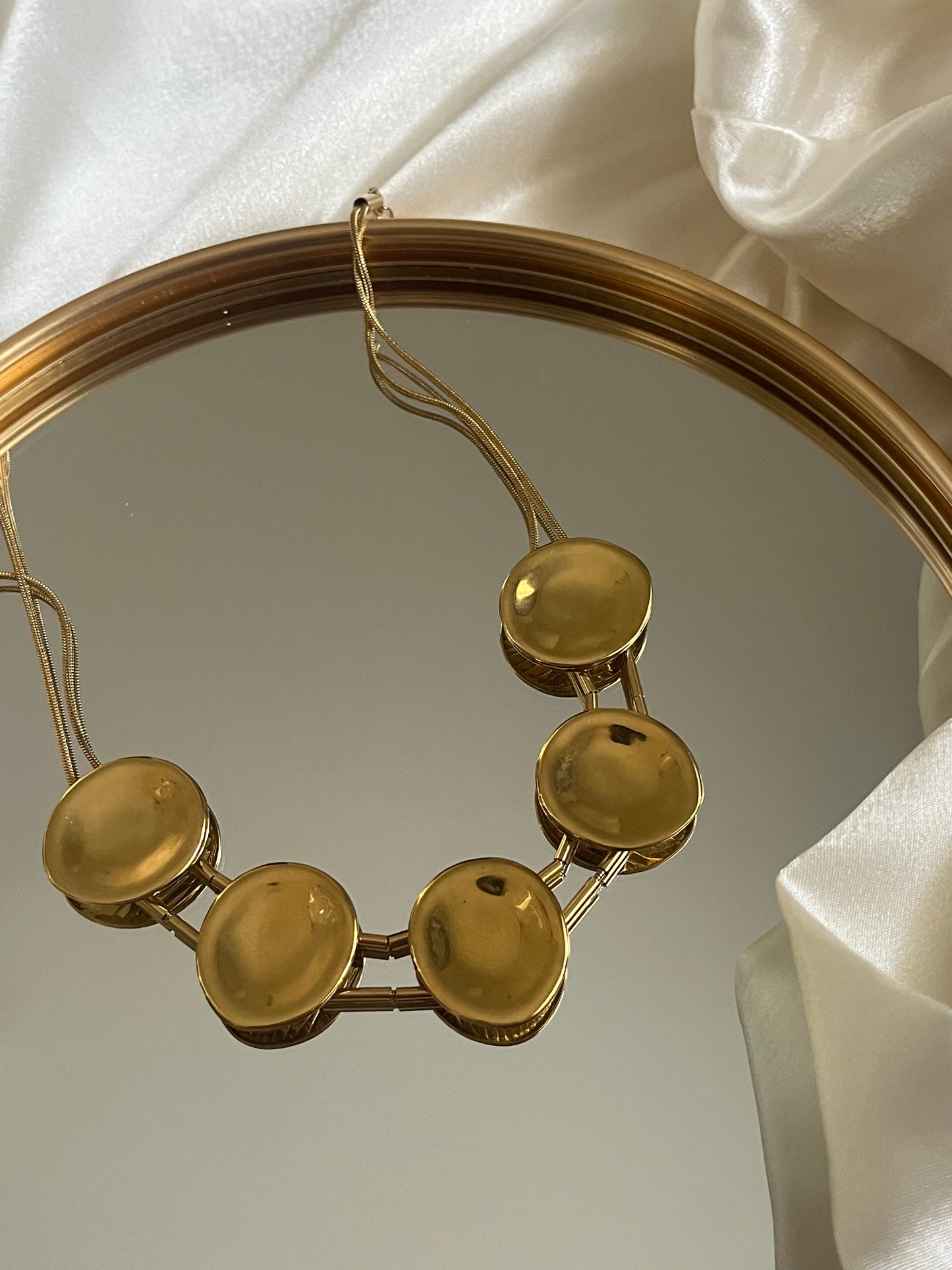 Steel Choker Necklace 'Irregular Disks'