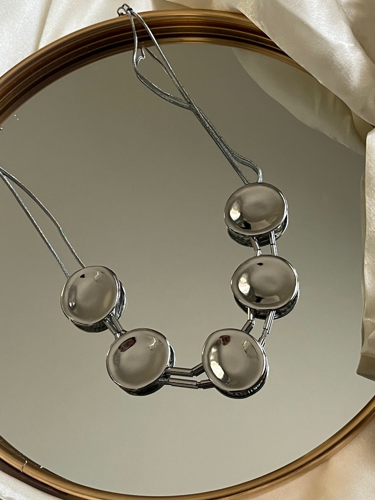 Steel Choker Necklace 'Irregular Disks'