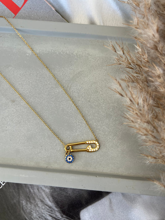 Κολιέ Ατσάλινο με Παραμάνα και Ζιργκόν Ματάκι