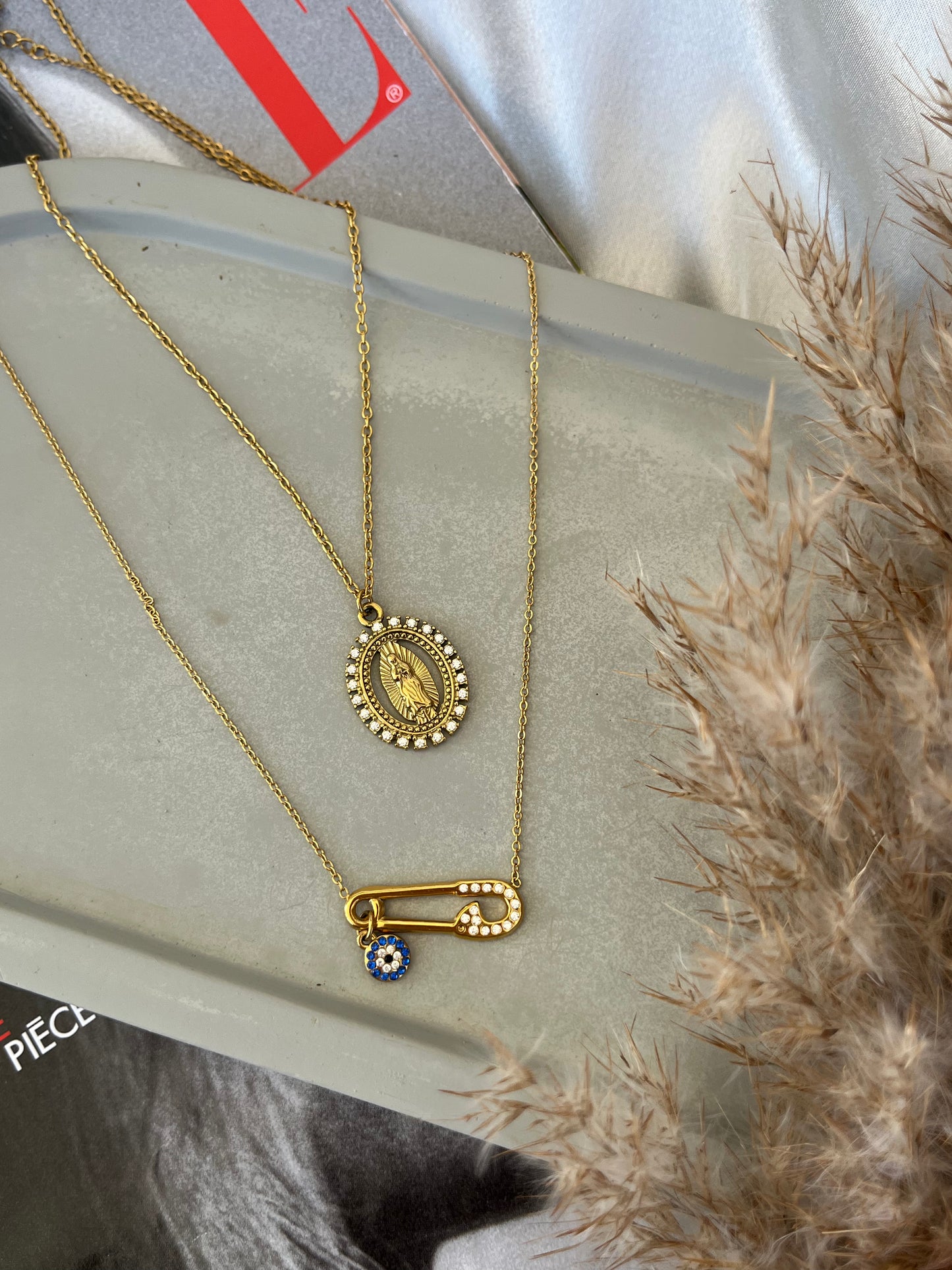 Κολιέ Ατσάλινο με Παραμάνα και Ζιργκόν Ματάκι