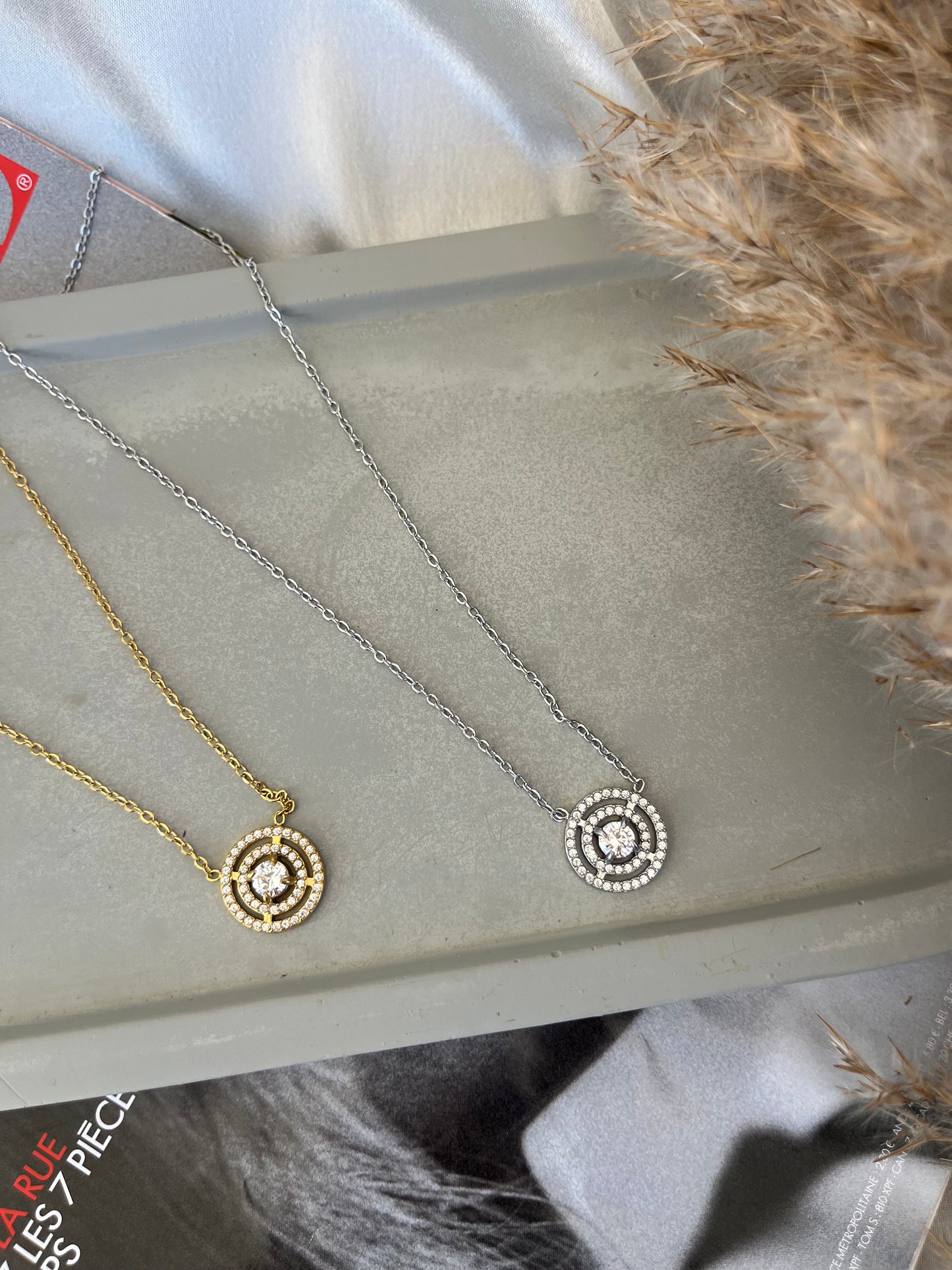 Κολιέ Ατσάλινο Αλυσίδα με Ζιργκόν 'Illusion'