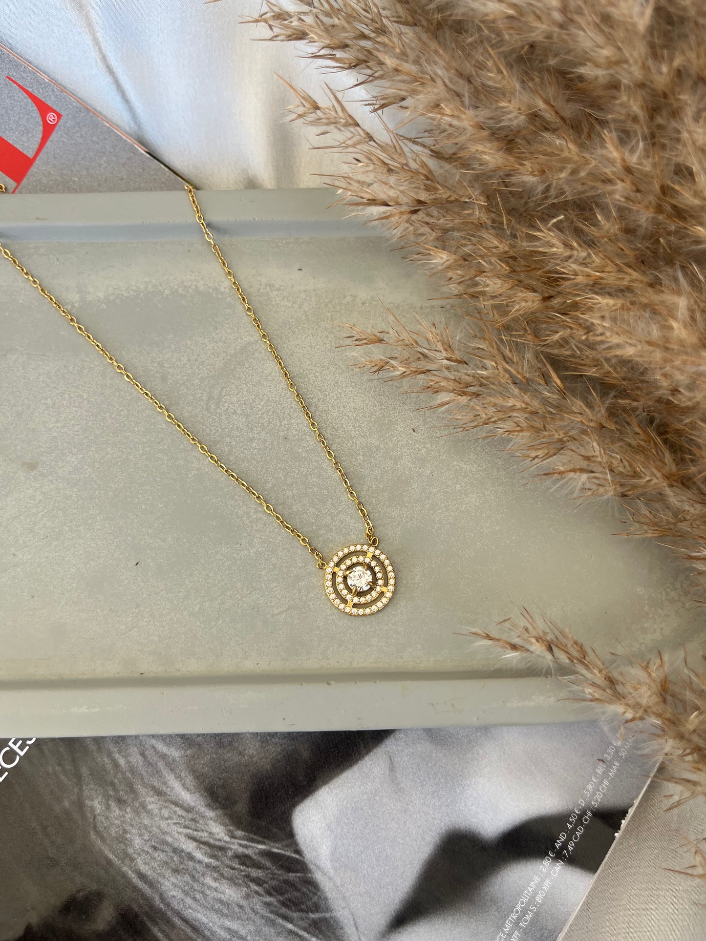 Κολιέ Ατσάλινο Αλυσίδα με Ζιργκόν 'Illusion'