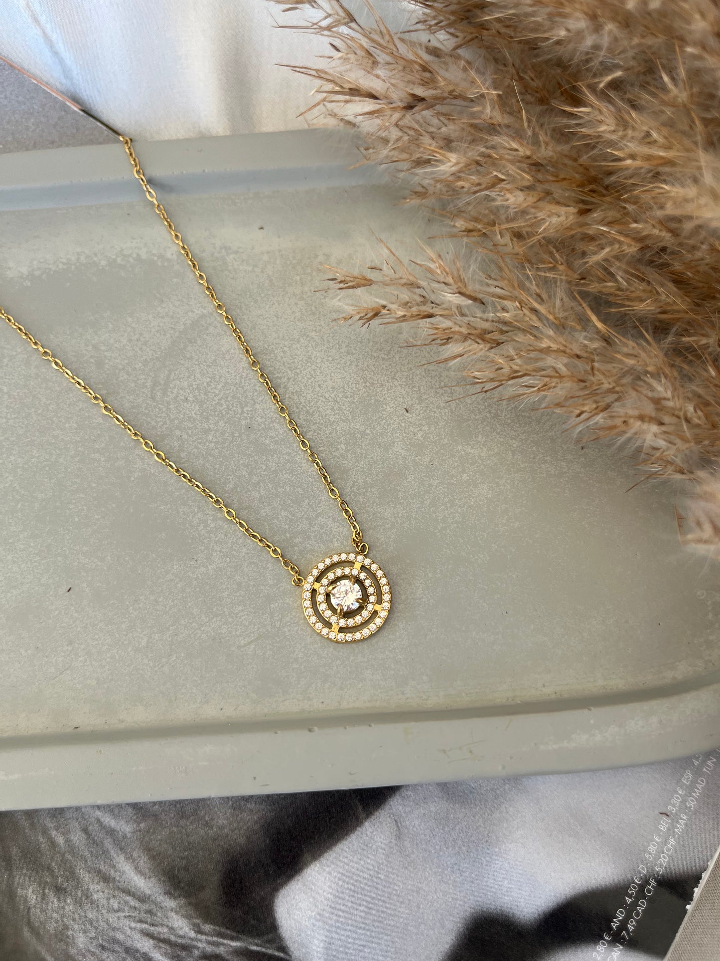 Κολιέ Ατσάλινο Αλυσίδα με Ζιργκόν 'Illusion'