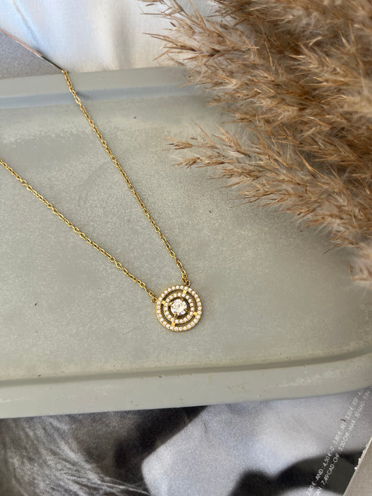 Κολιέ Ατσάλινο Αλυσίδα με Ζιργκόν 'Illusion'