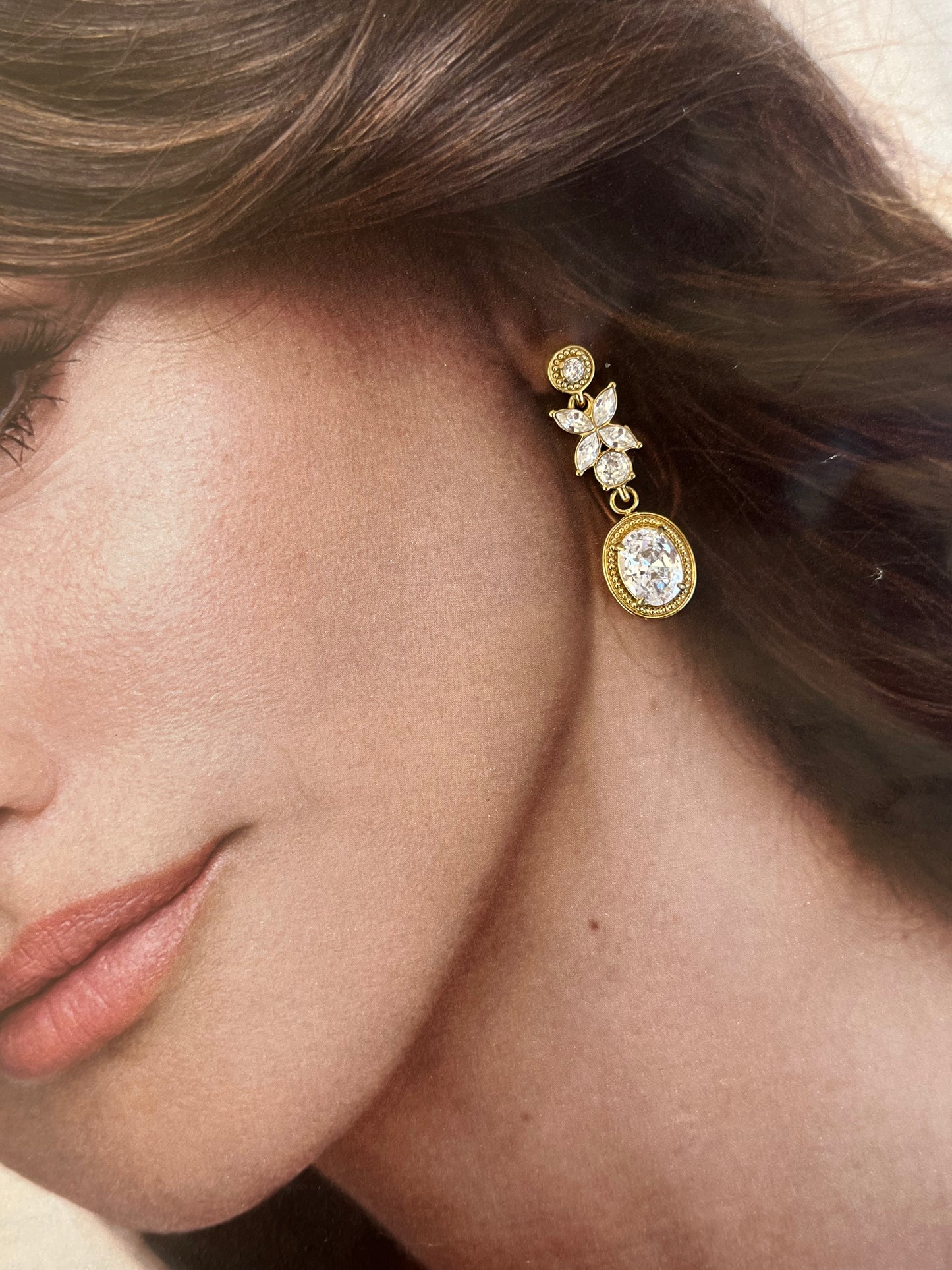 Σκουλαρίκια Ατσάλινα Κρεμαστά με Ζιργκόν 'Stellar Drops'