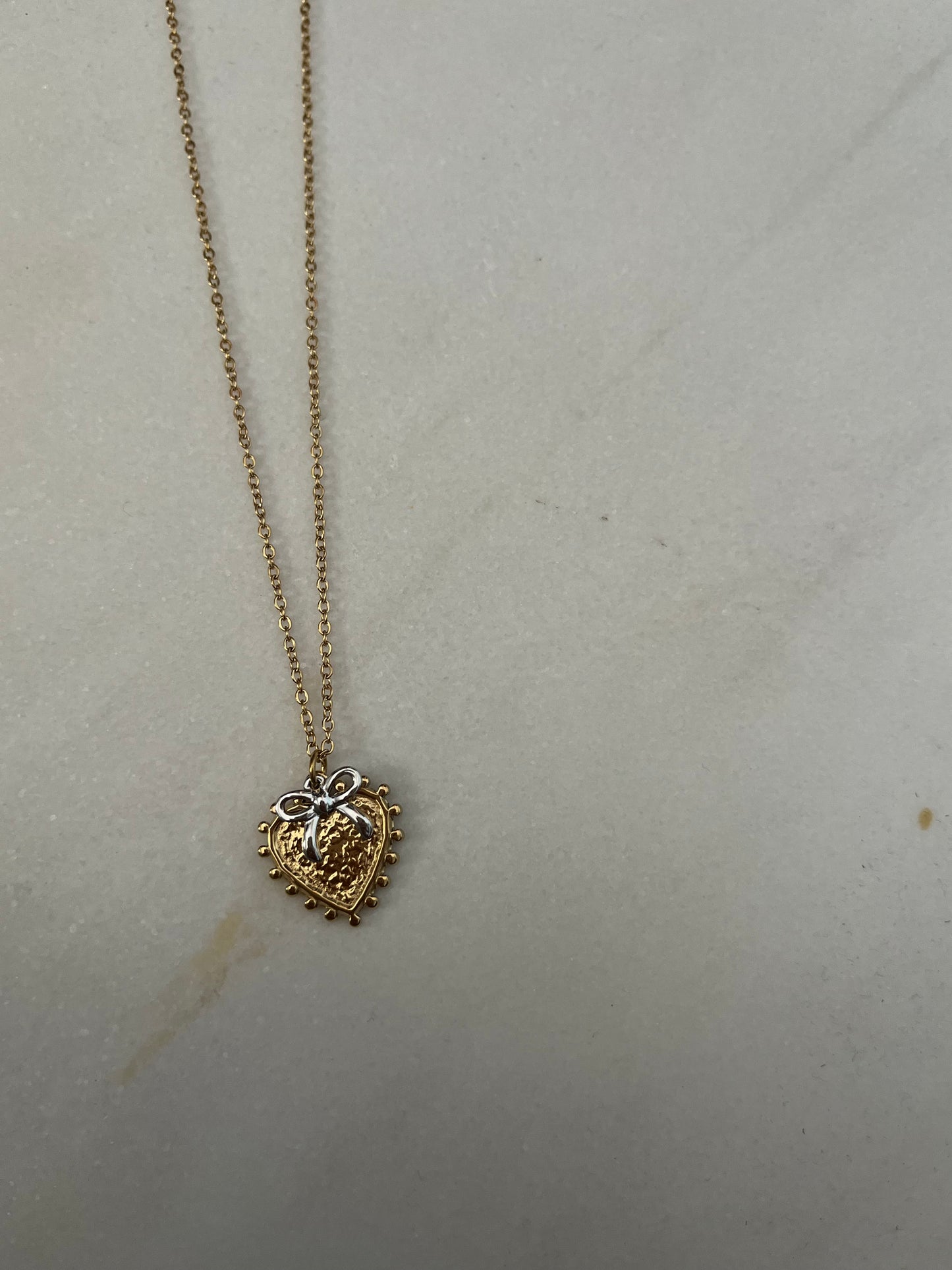 Steel Chain Necklace with Heart