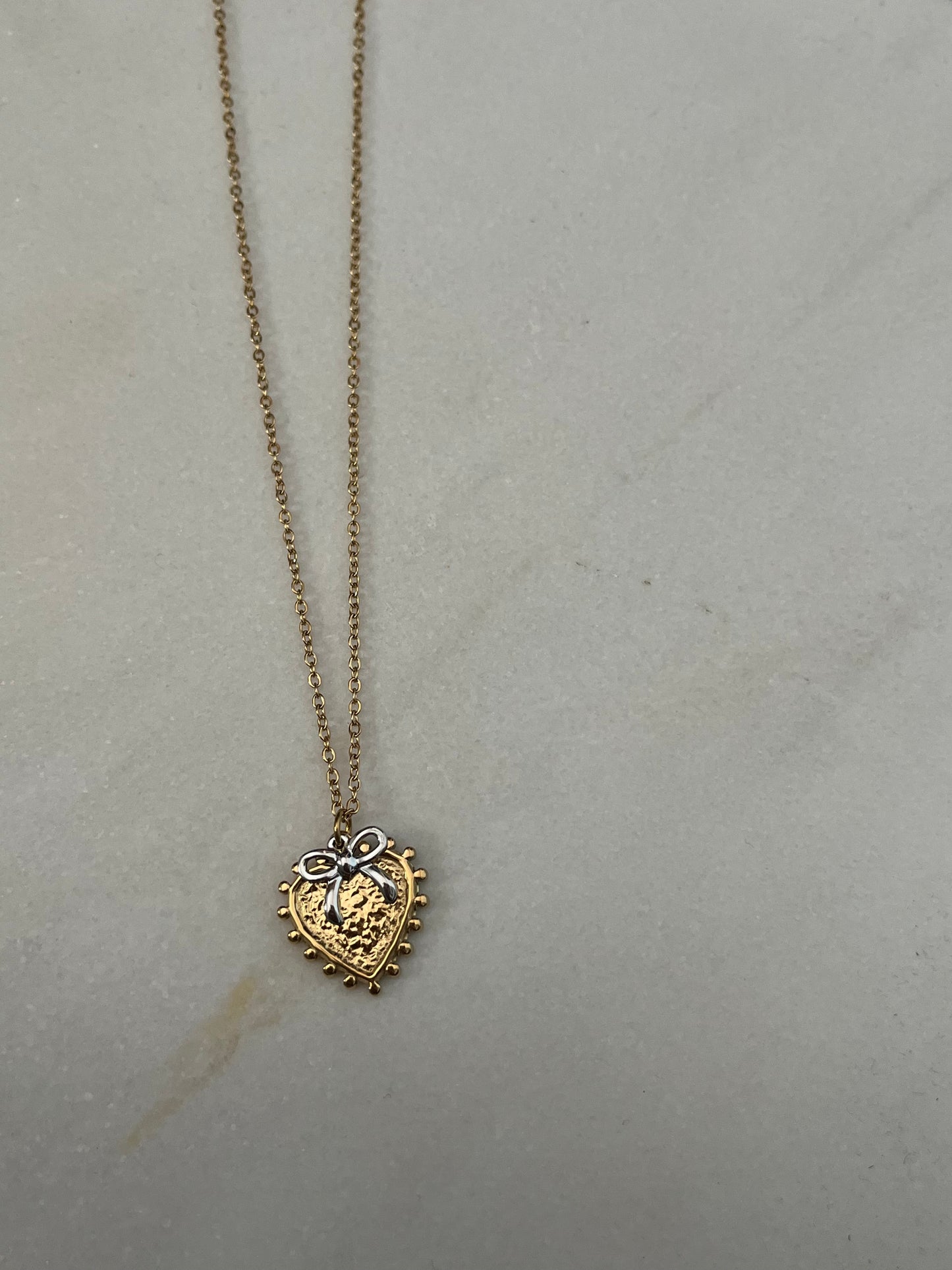 Steel Chain Necklace with Heart