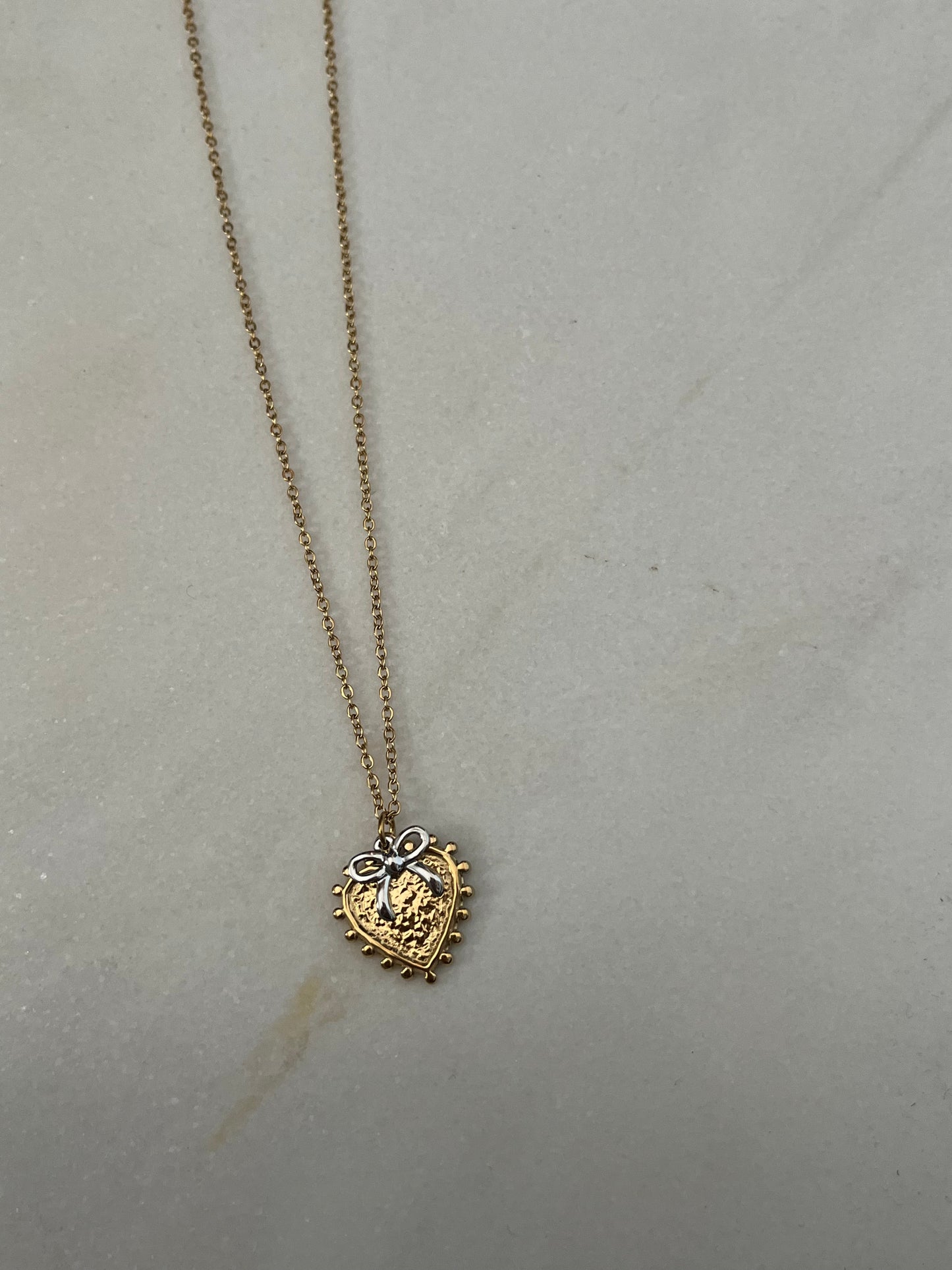 Steel Chain Necklace with Heart