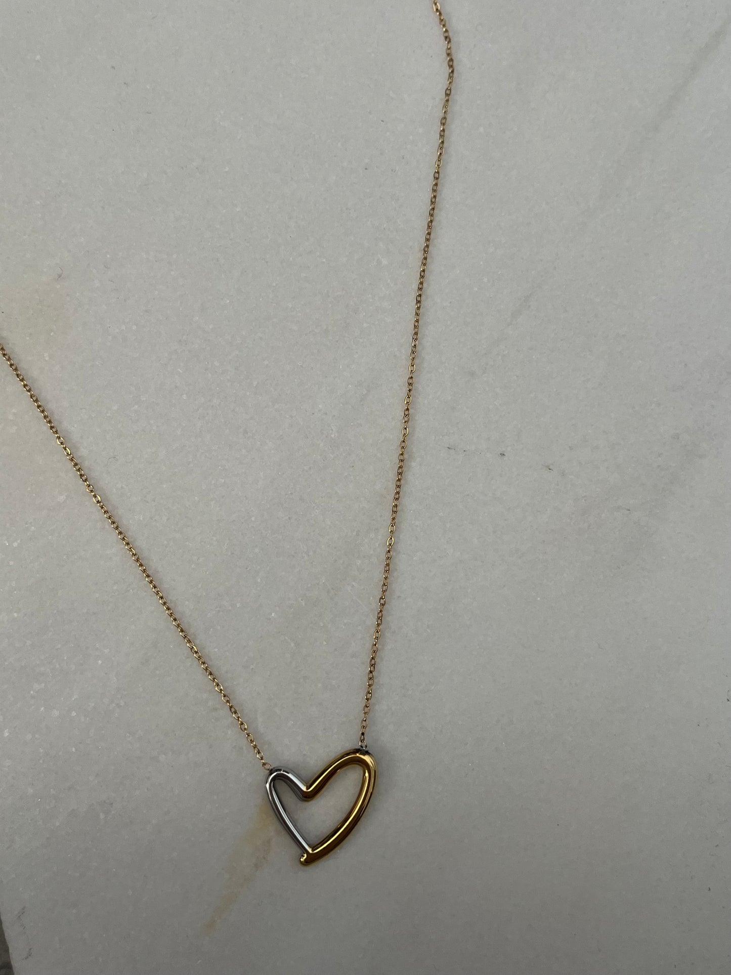 Steel Chain Necklace with Heart