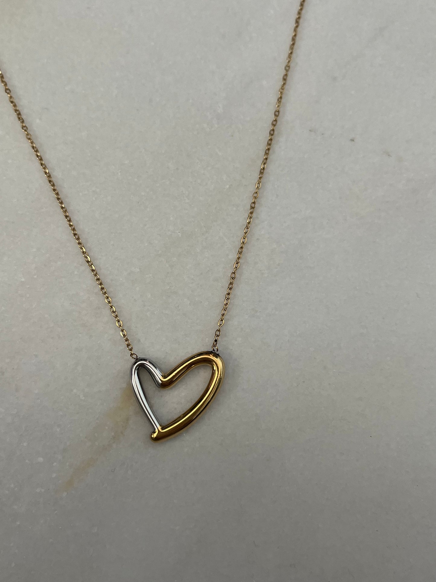 Steel Chain Necklace with Heart