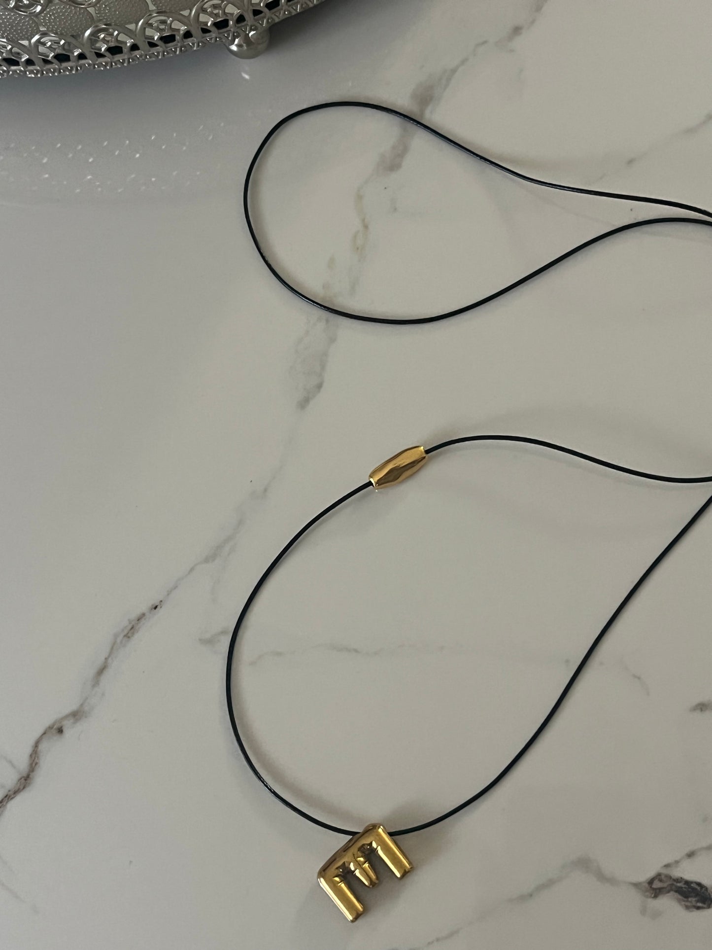 'Balloon' Monogram Steel Cord Necklace