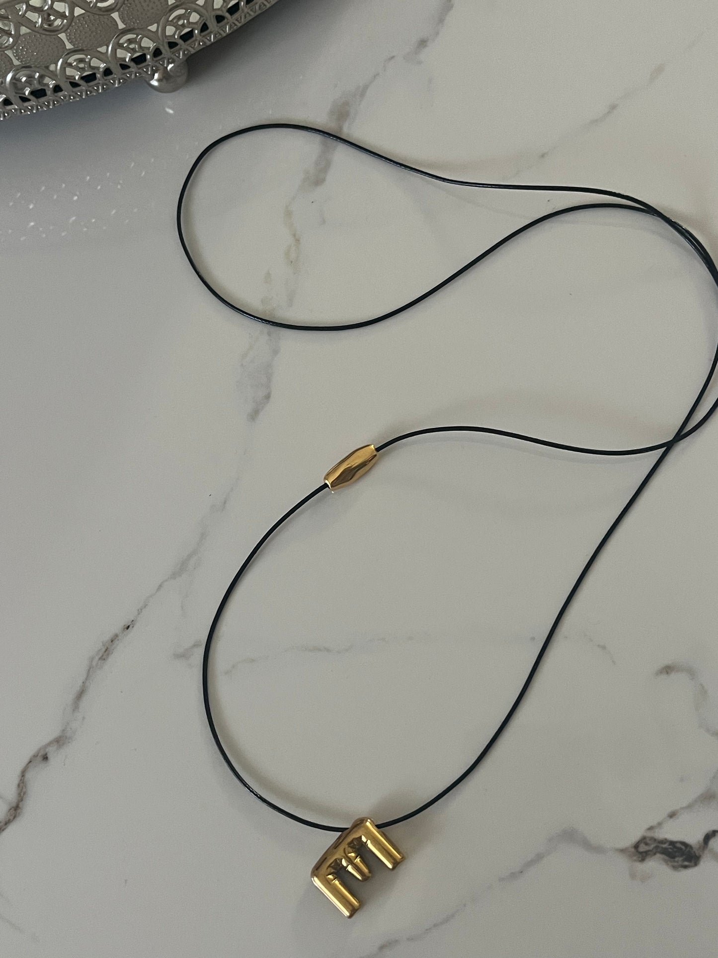 'Balloon' Monogram Steel Cord Necklace
