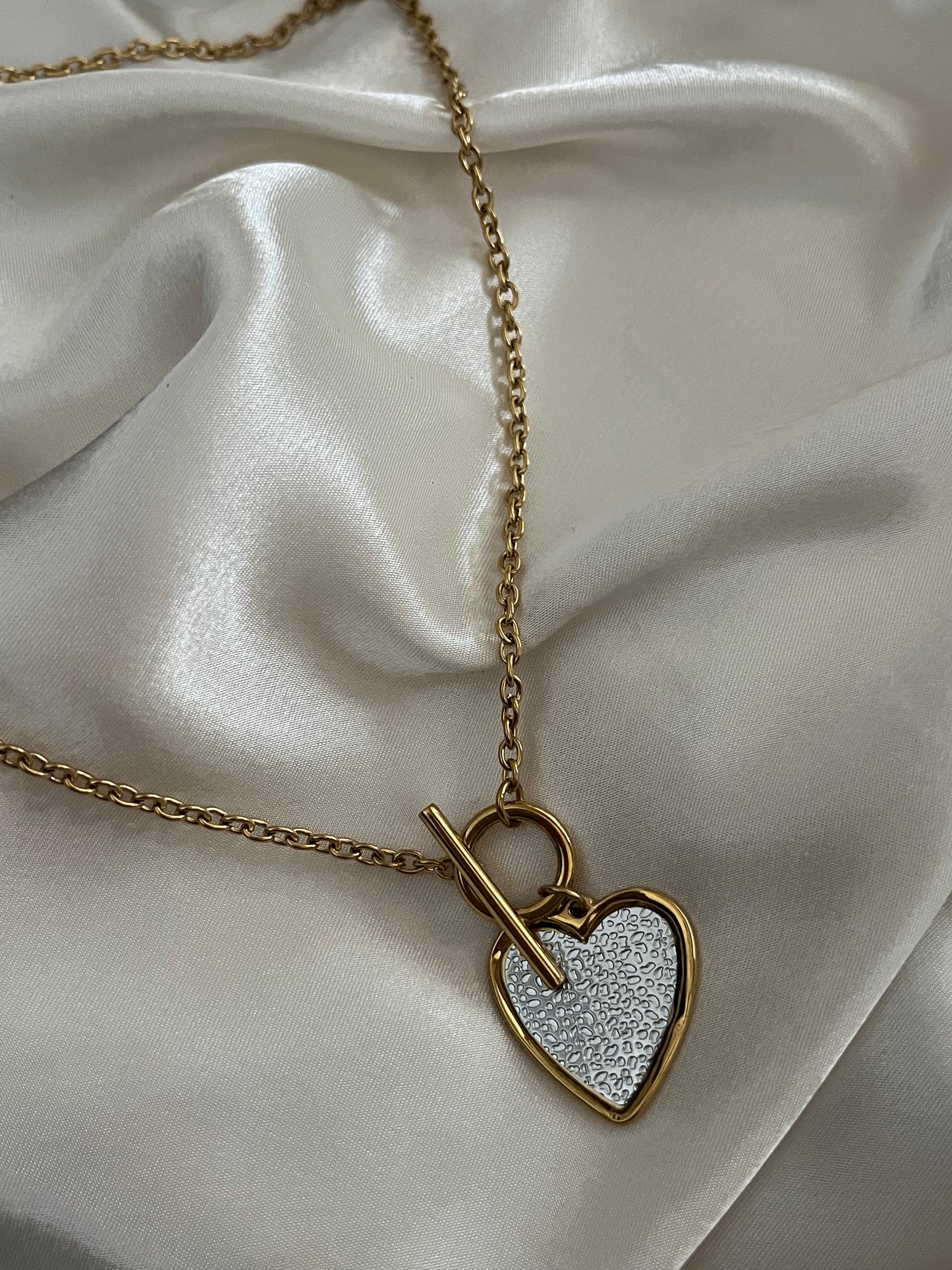 Ατσάλινη Αλυσίδα Λαιμού με Καρδιά 'Love Knot'