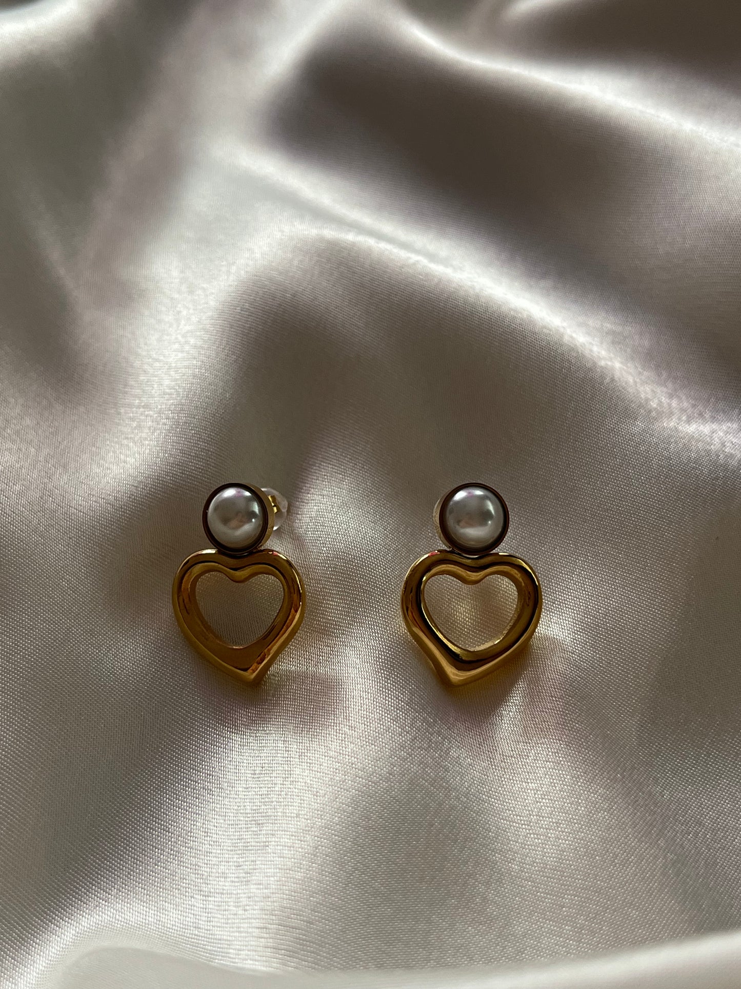 Steel Studded Heart Earrings