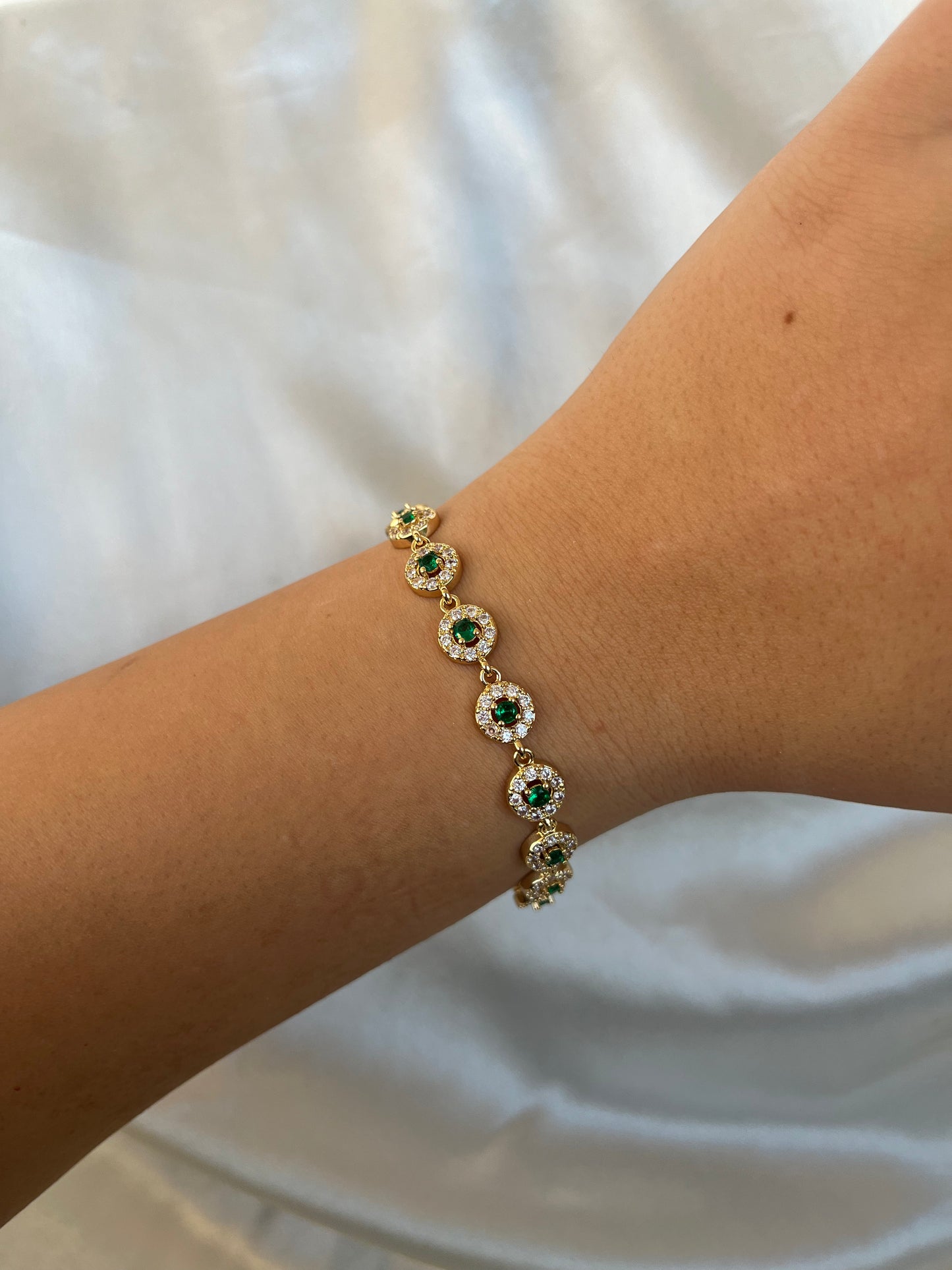 Βραχιόλι Ριβιέρα με Ζιργκόν και Σμαραγδί Πέτρα