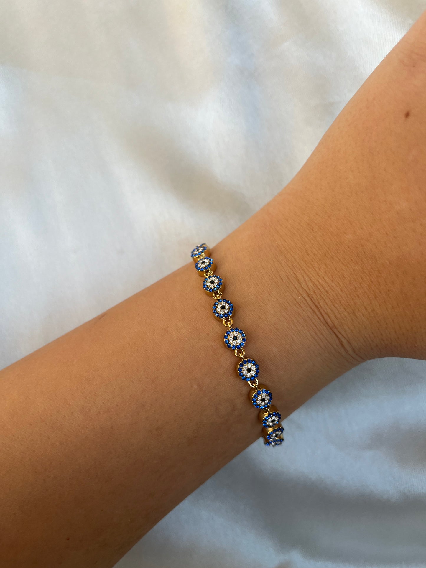 Βραχιόλι Ατσάλινο Ριβιέρα με Ματάκια και Ζιργκόν