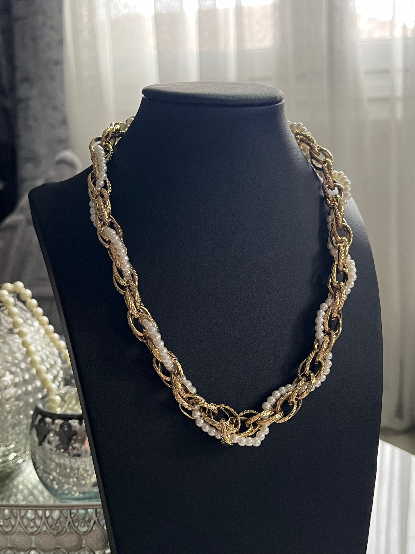 'Ambrosia' Steel Chain Necklace with Pearls