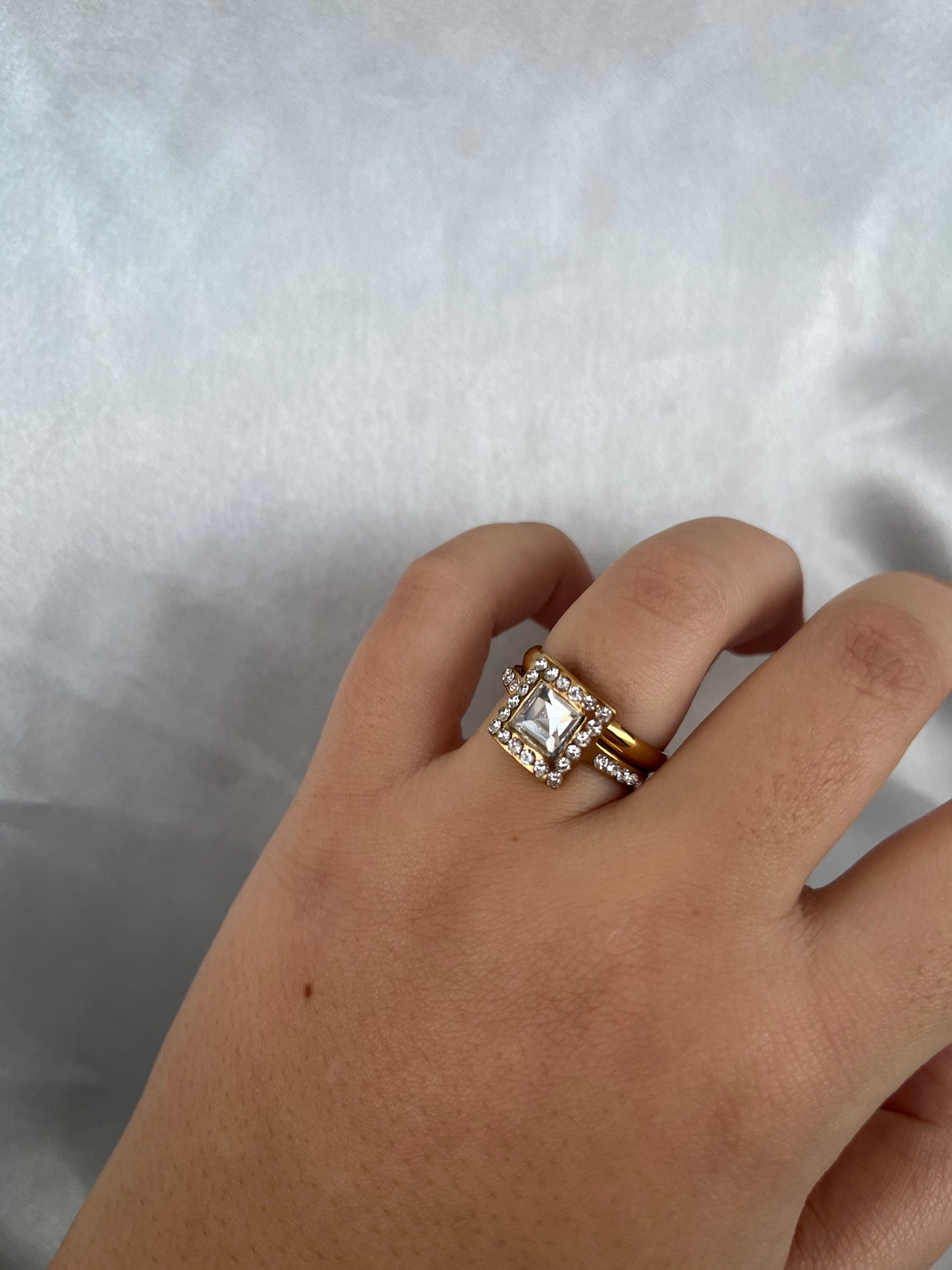 Δαχτυλίδι Ατσάλινο Μονόπετρο-Βέρα με Πέτρα και Ζιργκόν 'Engaged'