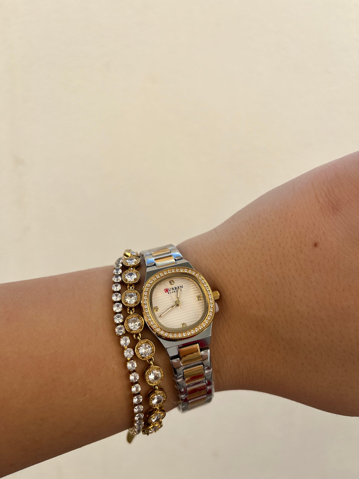 Γυναικείο Δίχρωμο Ρολόι Ανοξείδωτο Ατσάλι Αδιάβροχο με Κρύσταλλα 'Opaline Classic'