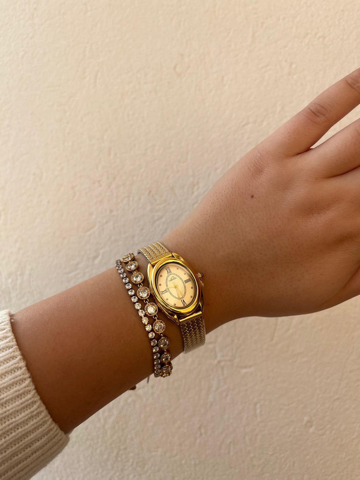 Γυναικείο Oval Ρολόι Αδιάβροχο Ατσάλινο με Vintage Design 'Aurora Gold'