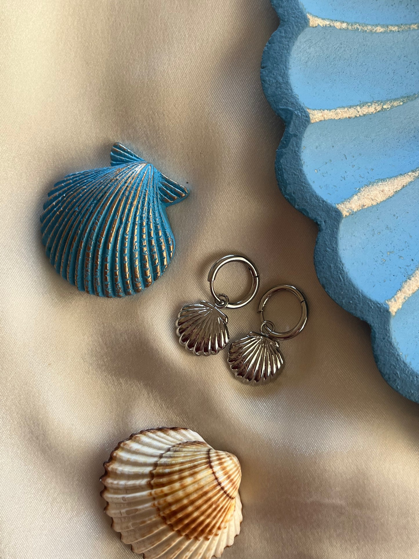 'Shell' Steel Hoop Earrings