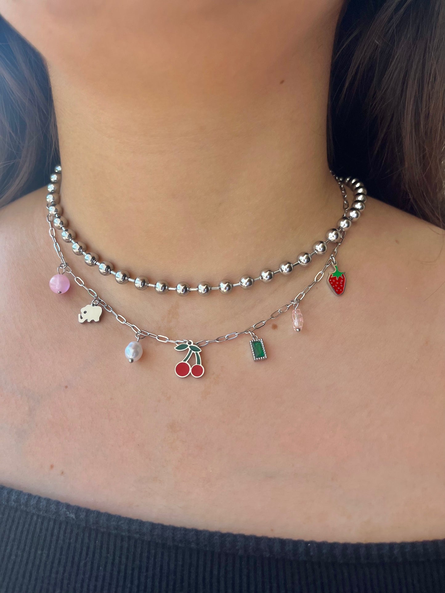 Charms Tutti Frutti – Κολιέ με Φρουτένια Charms από Ανοξείδωτο Ατσάλι