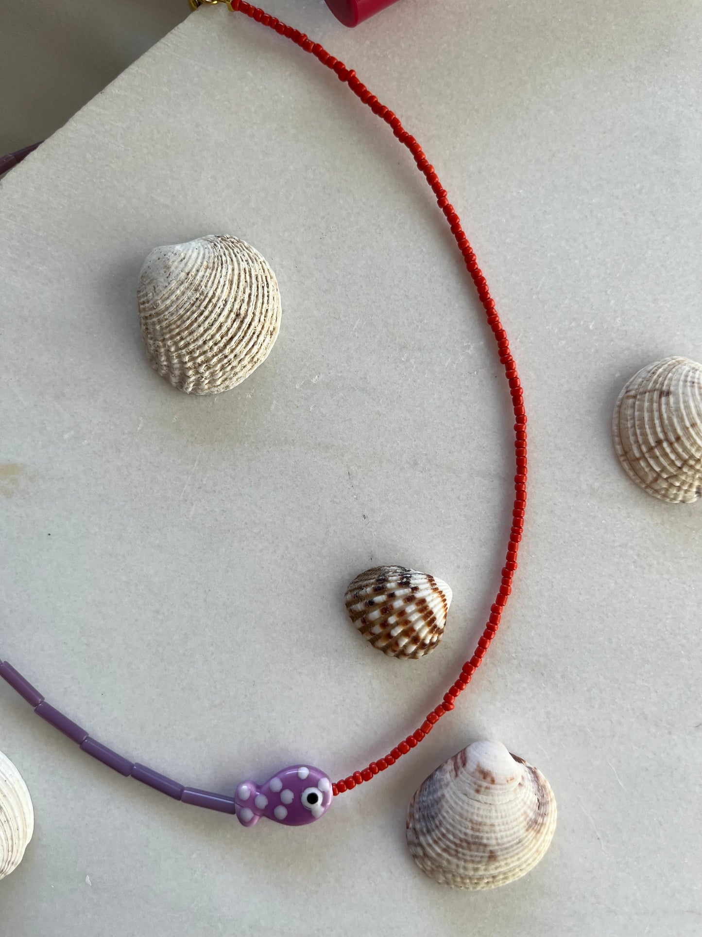 Handmade Steel Necklace with Beads and Murano Element 'Corfu'