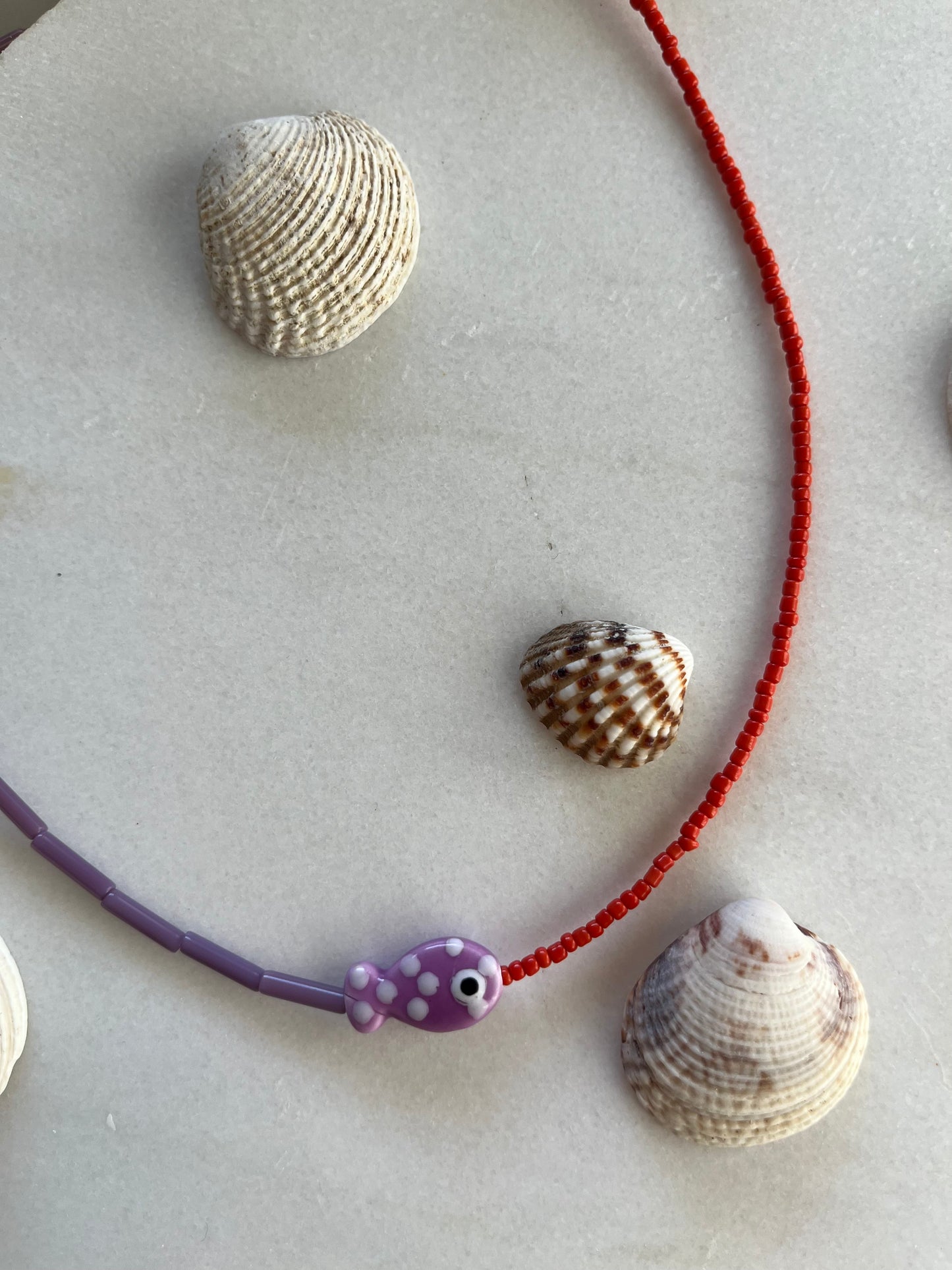 Handmade Steel Necklace with Beads and Murano Element 'Corfu'