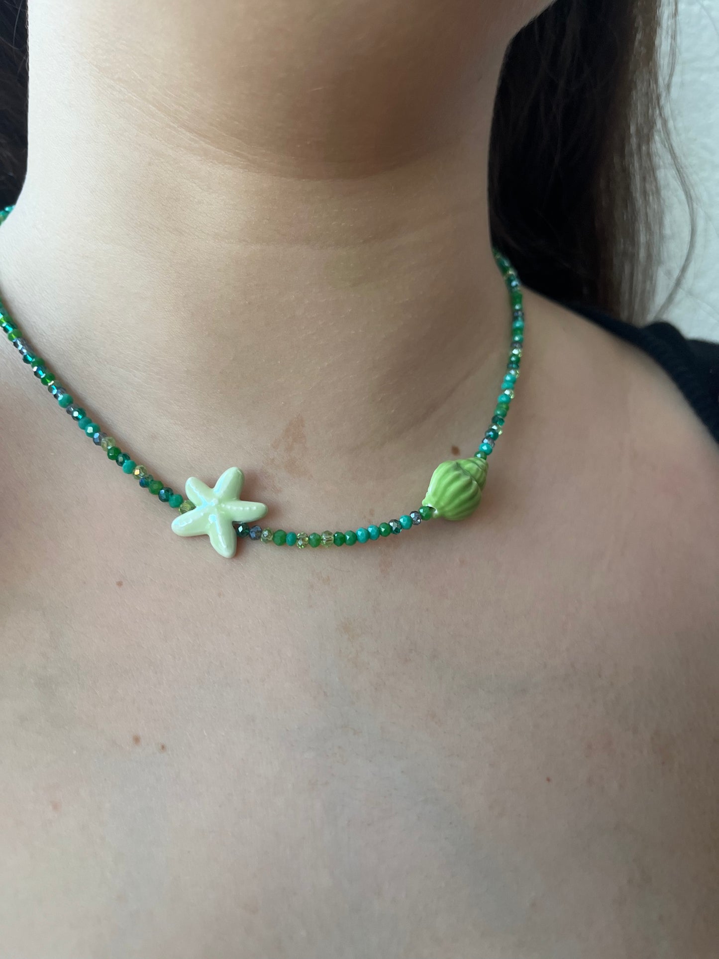 Murano Green Peace – Χειροποίητο Ατσάλινο Καλοκαιρινό Κολιέ με Χάντρες