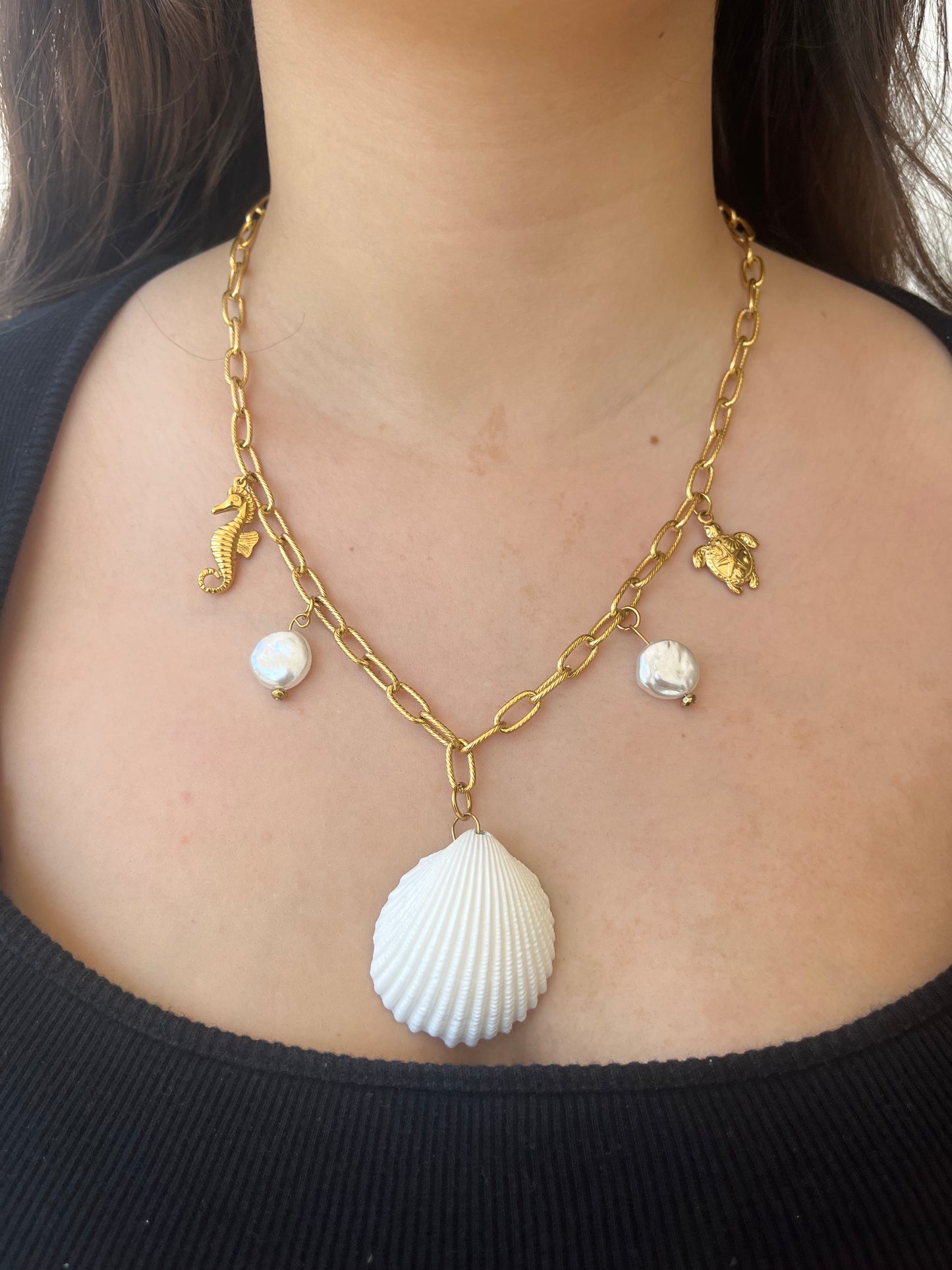 Charms Astypalaia – Χειροποίητο Ατσάλινο Κολιέ με Κοχύλι