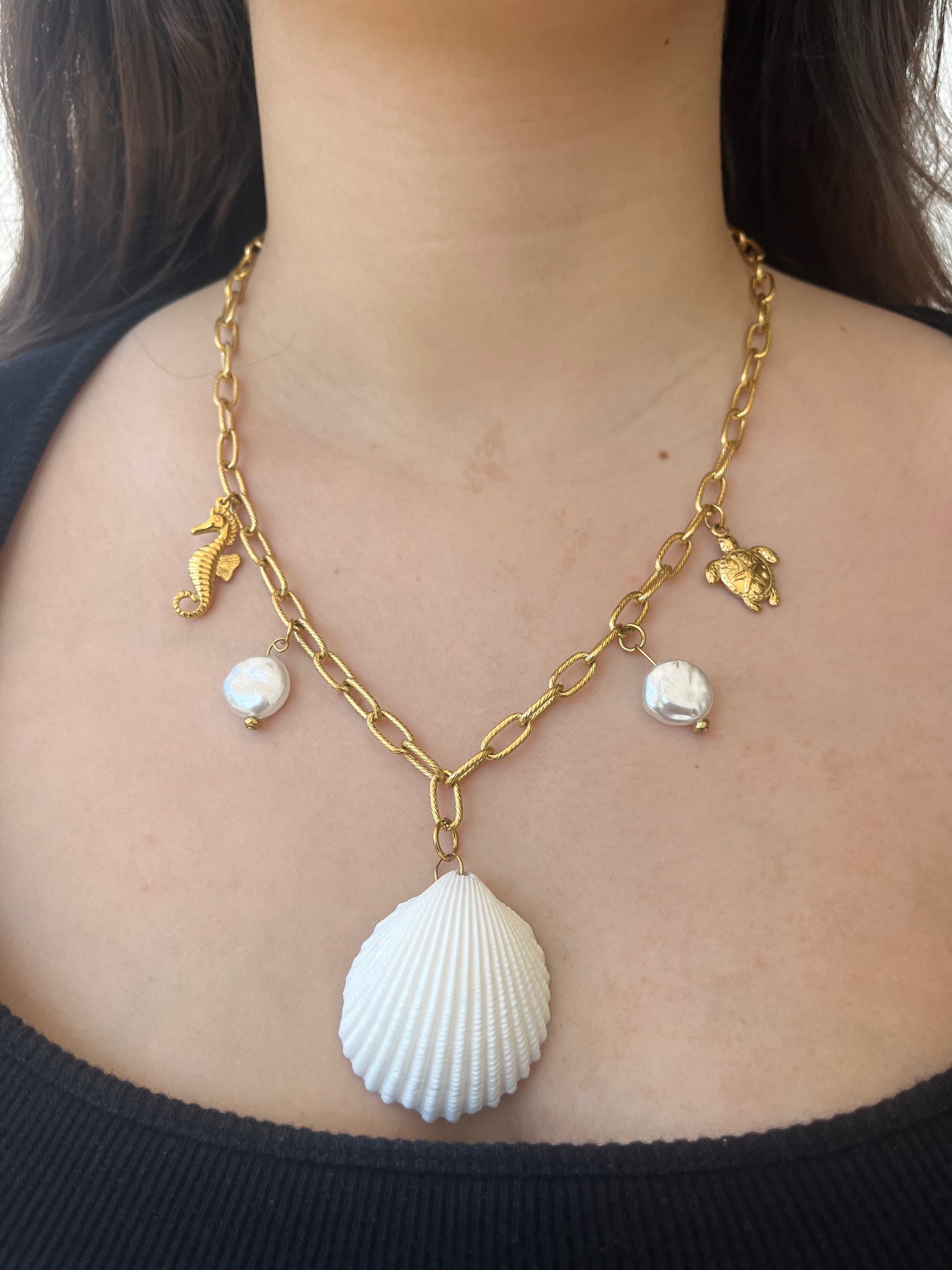 Charms Astypalaia – Χειροποίητο Ατσάλινο Κολιέ με Κοχύλι