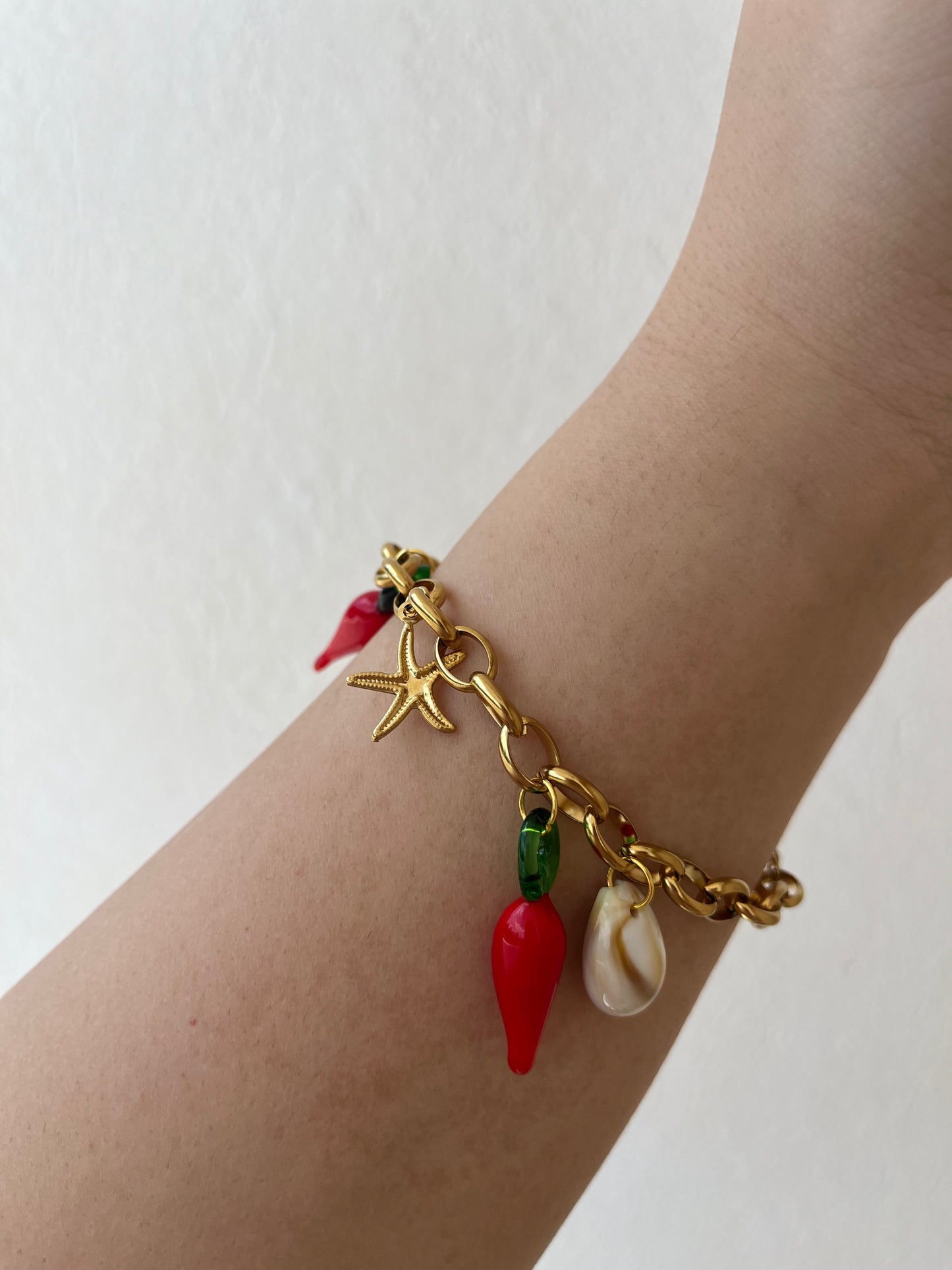 Charms Spice Girl – Χειροποίητο Ατσάλινο Βραχιόλι με Πιπεριές