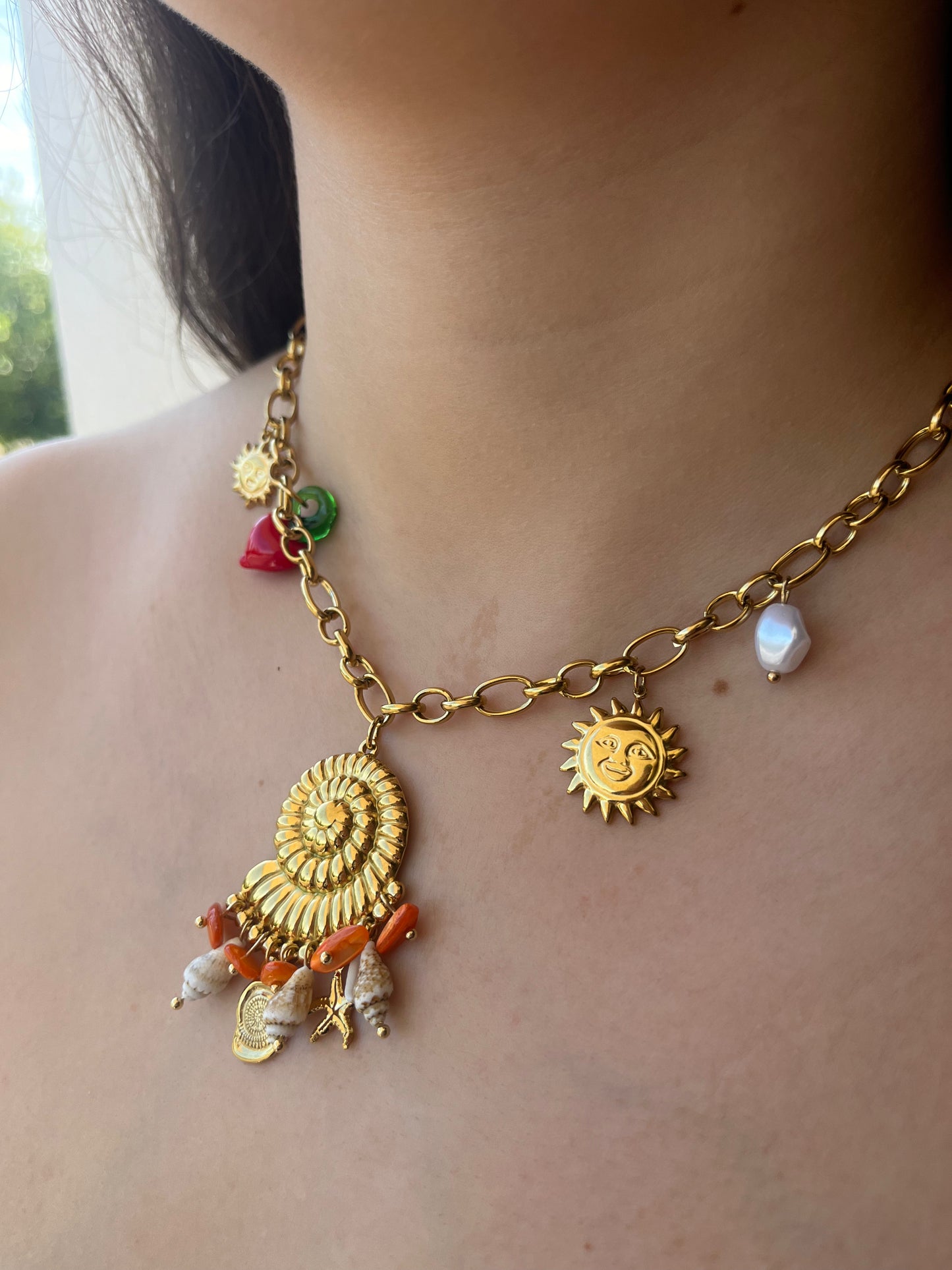Charms Ithaki – Χειροποίητο Ατσάλινο Κολιέ με Θαλασσινά Charms