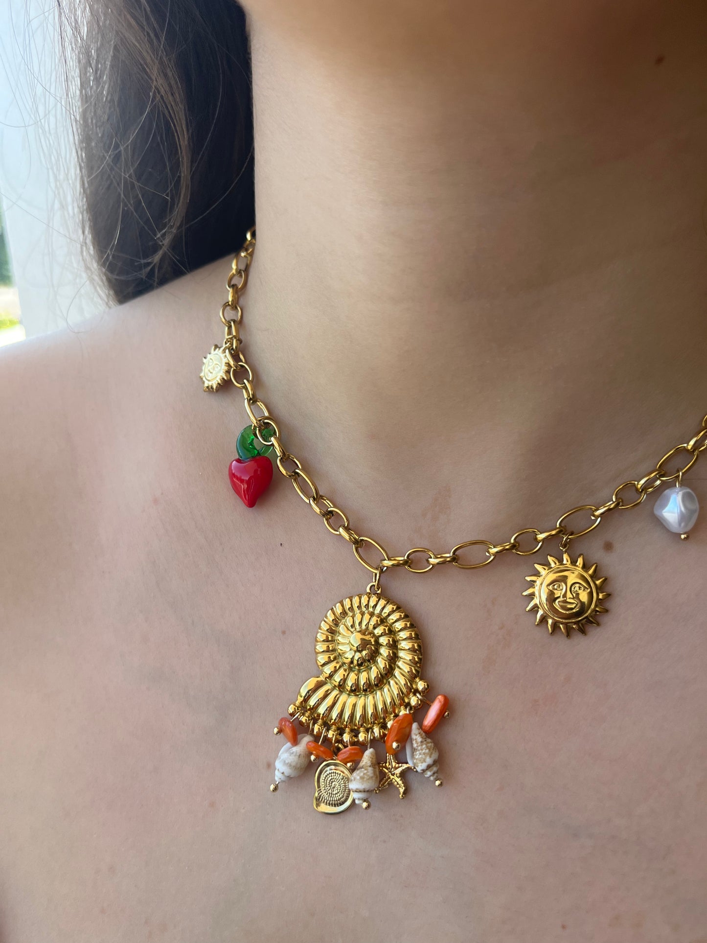 Charms Ithaki – Χειροποίητο Ατσάλινο Κολιέ με Θαλασσινά Charms