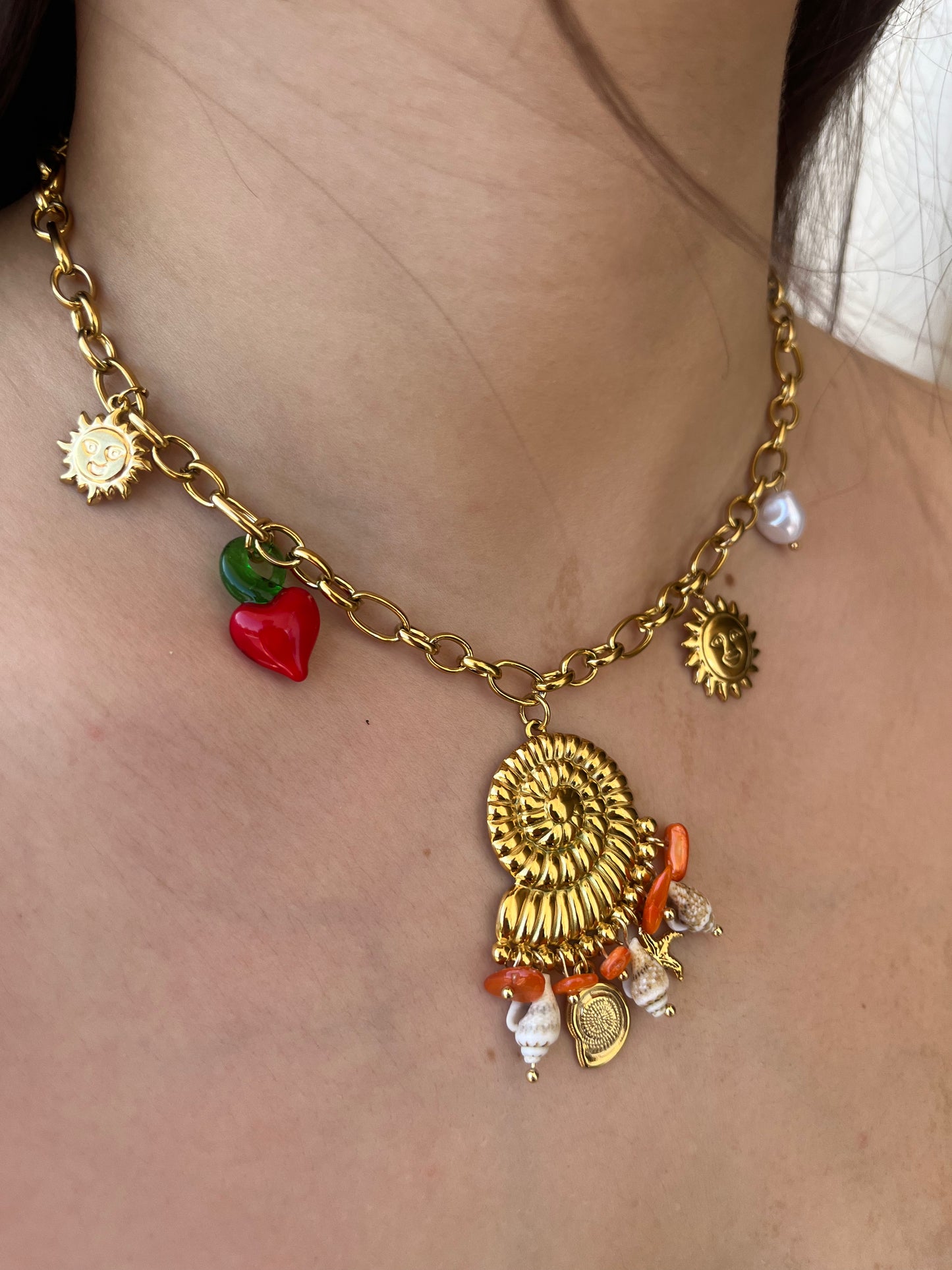 Charms Ithaki – Χειροποίητο Ατσάλινο Κολιέ με Θαλασσινά Charms
