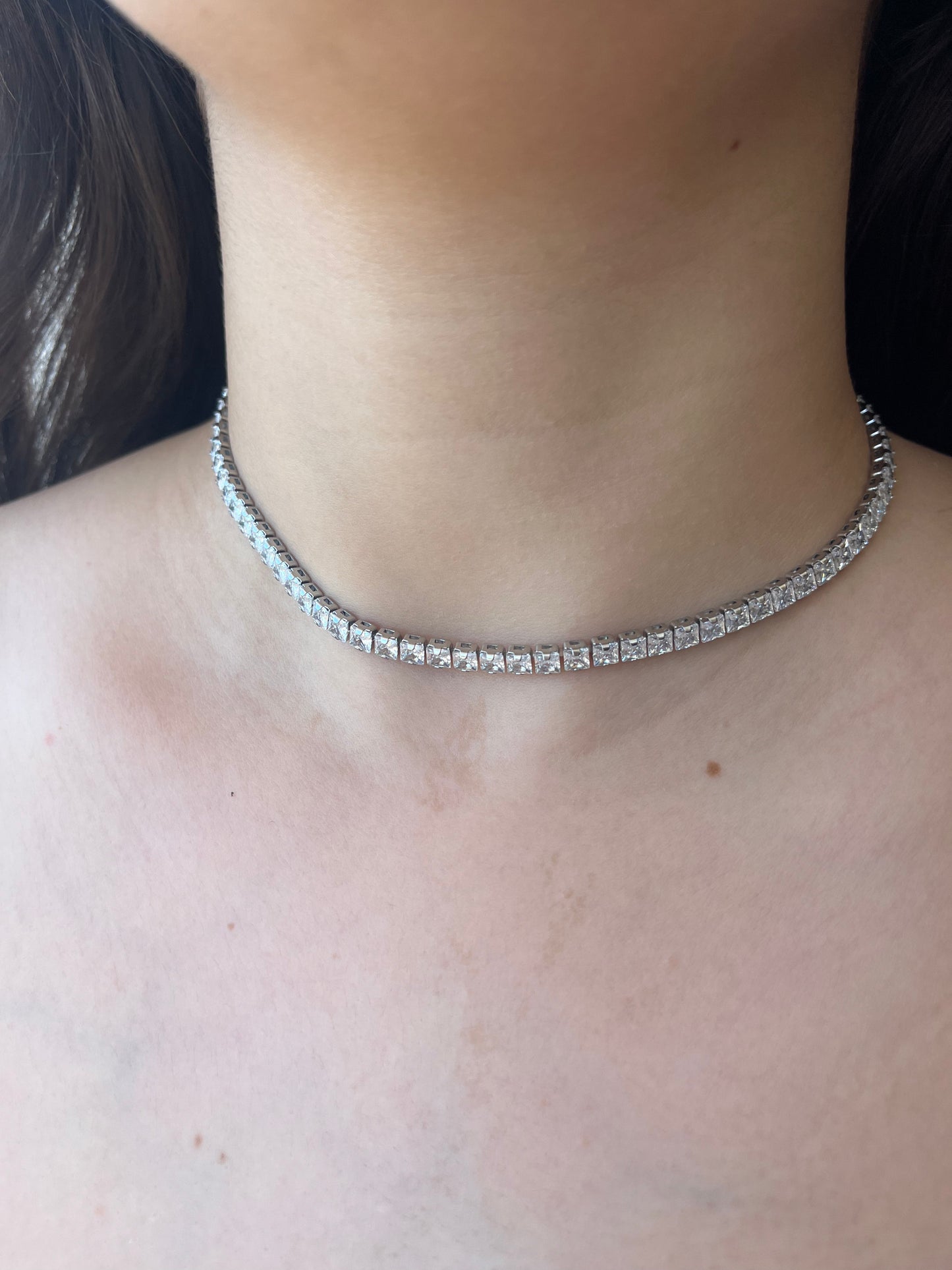 Κολιέ Ατσάλινο Ριβιέρα Choker με Ζιργκόν 'Stefany'