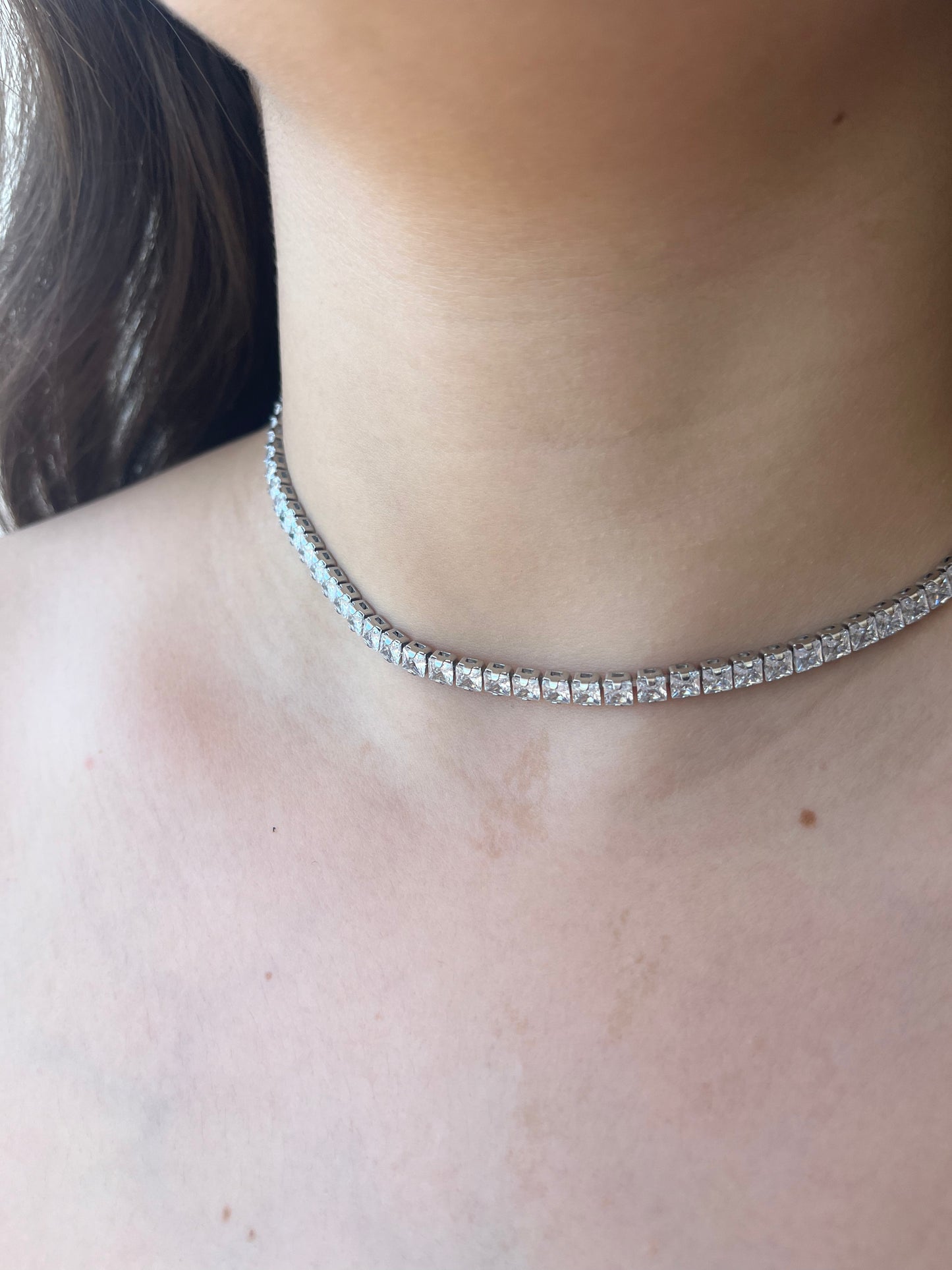 Κολιέ Ατσάλινο Ριβιέρα Choker με Ζιργκόν 'Stefany'