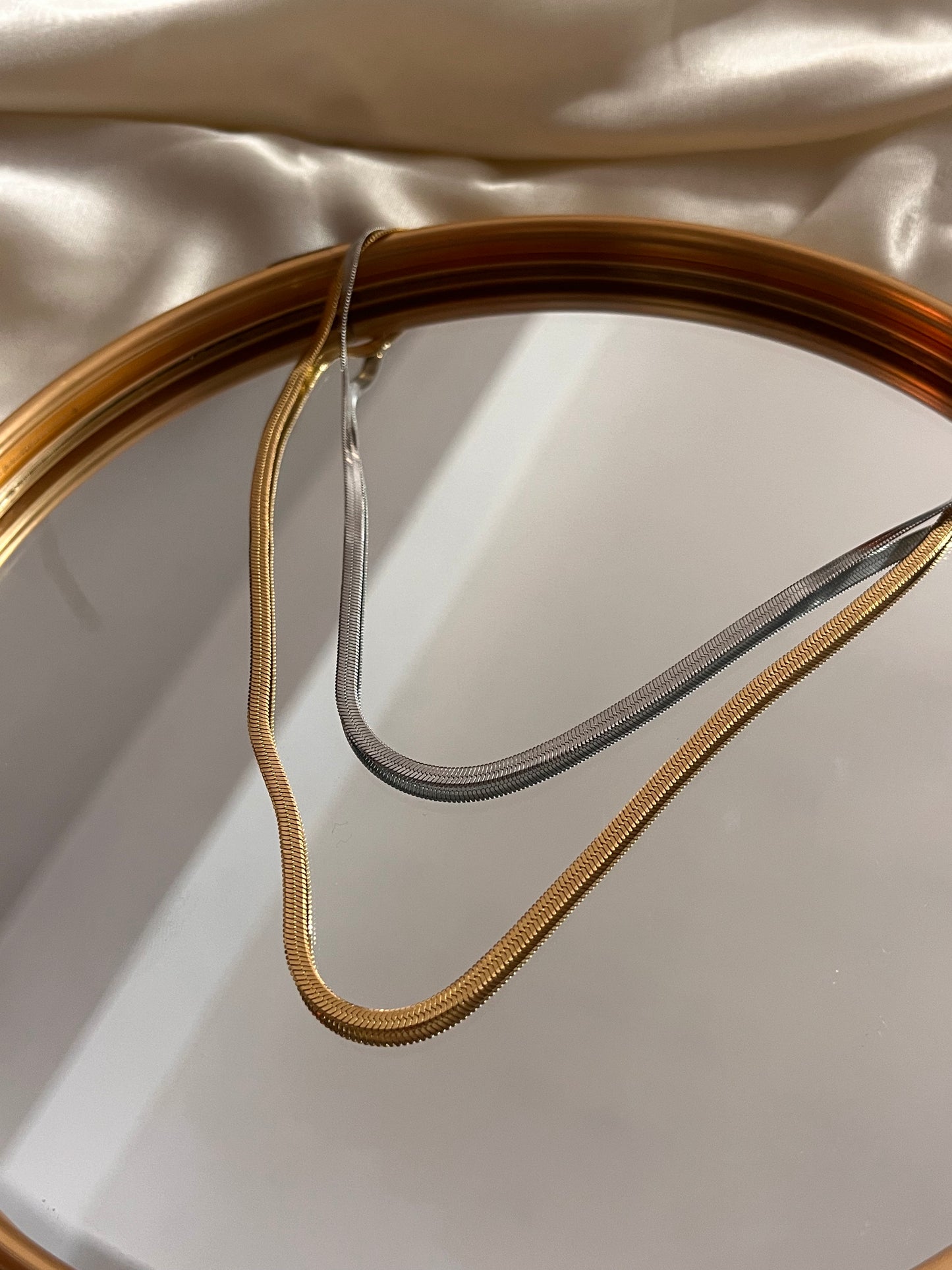 Double Snake Chain Steel Necklace