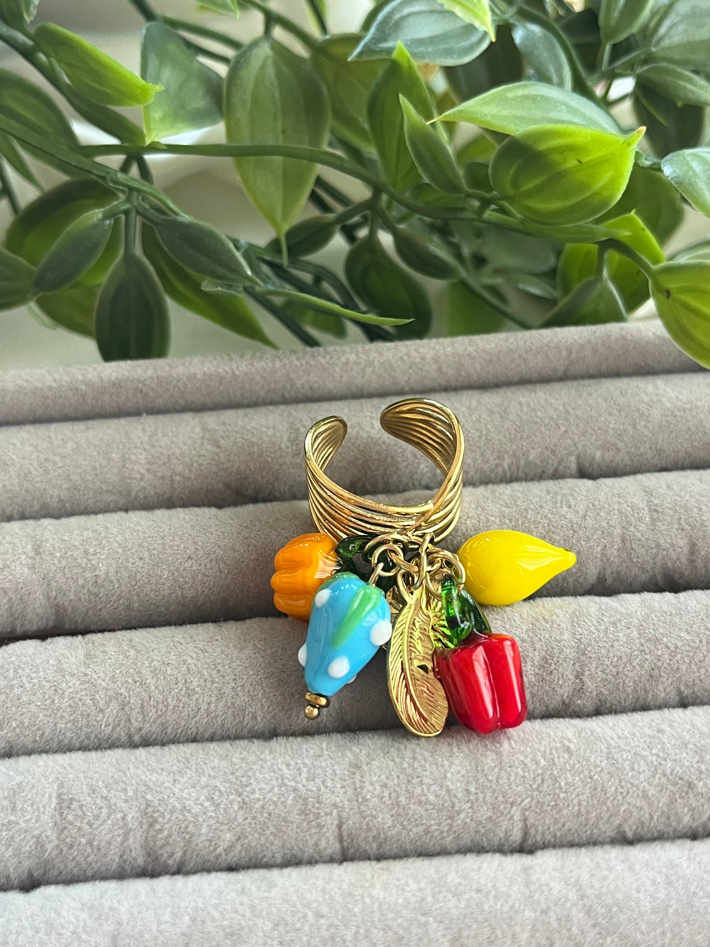 Δαχτυλίδι Ατσάλινο με Murano Charms 'Froutakia'