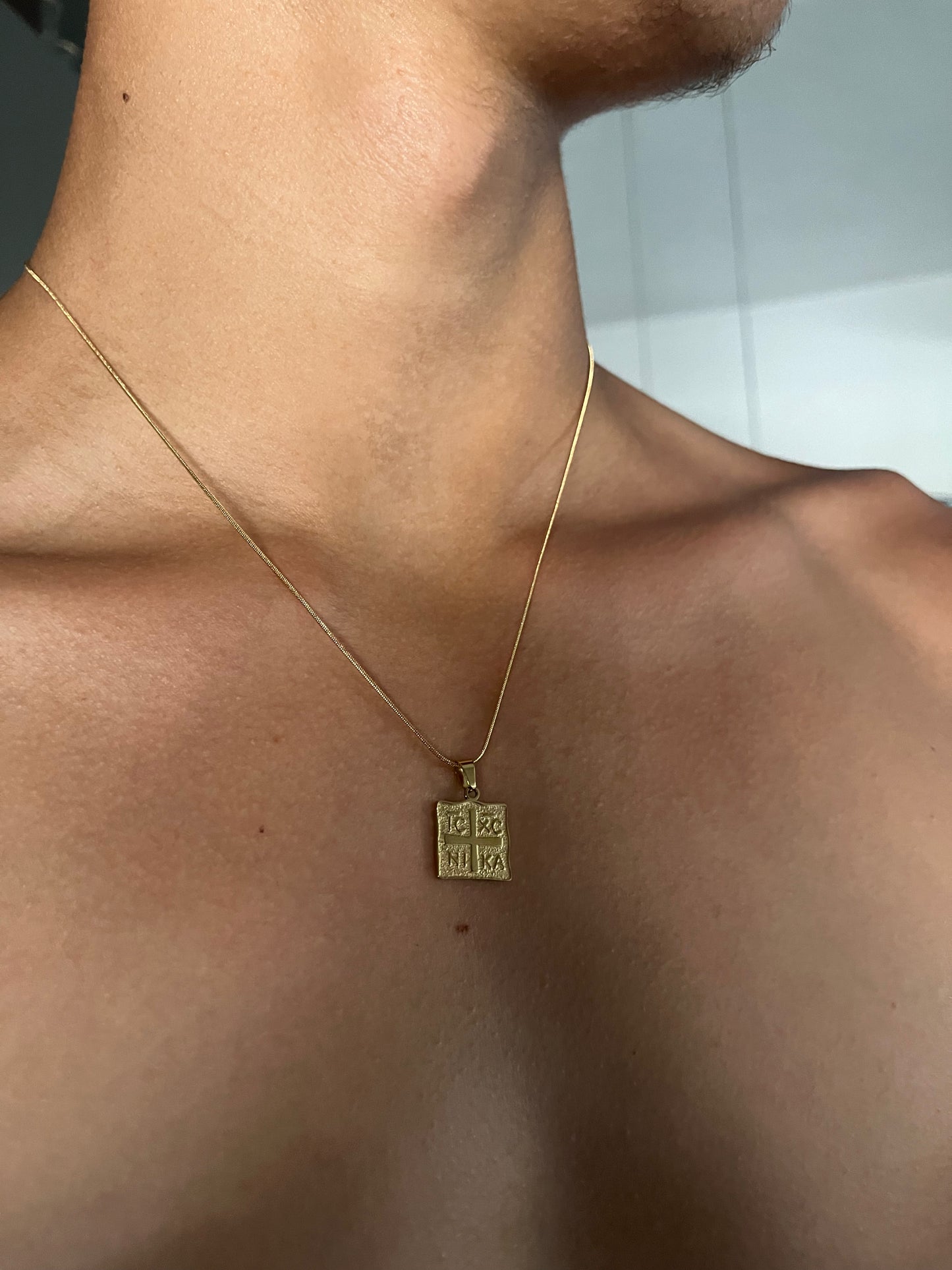 Κολιέ Ατσάλινο Κωσταντινάτο με Αλυσίδα Unisex