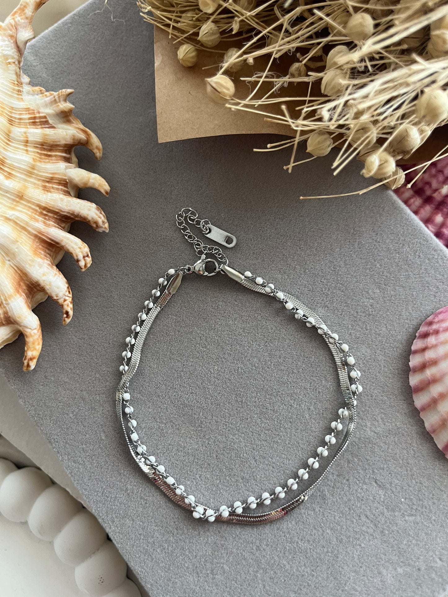 Διπλή Αλυσίδα Ποδιού Ατσάλινη Snake Chain 'Afro'