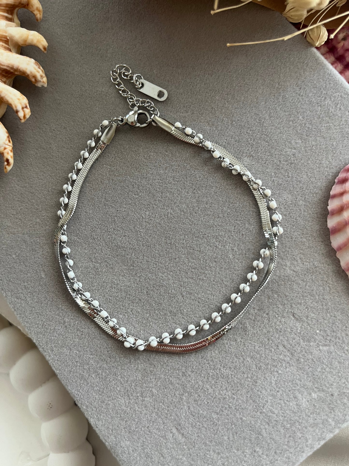 Διπλή Αλυσίδα Ποδιού Ατσάλινη Snake Chain 'Afro'