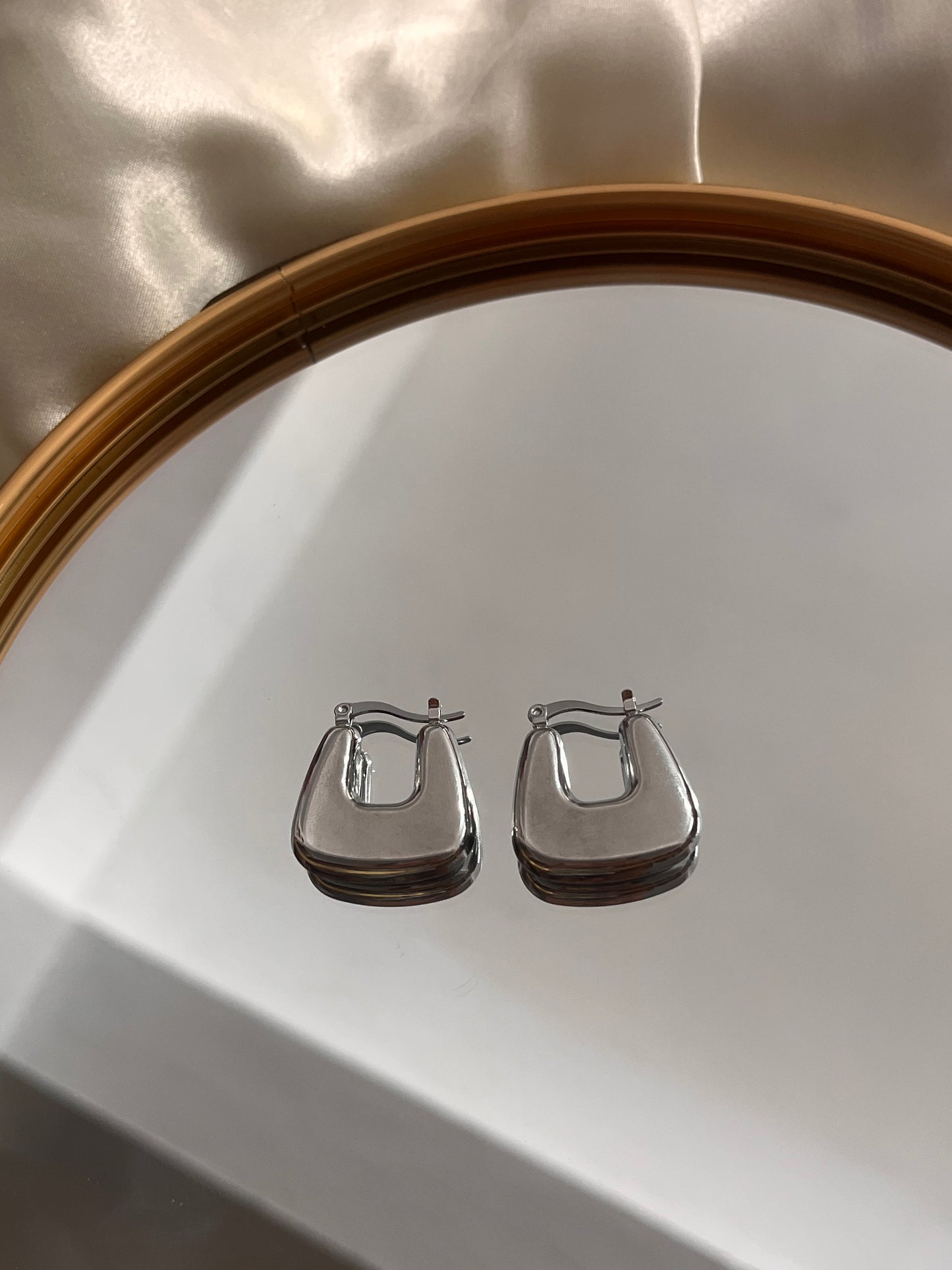 'Plated' Chunky Hoop Steel Earrings