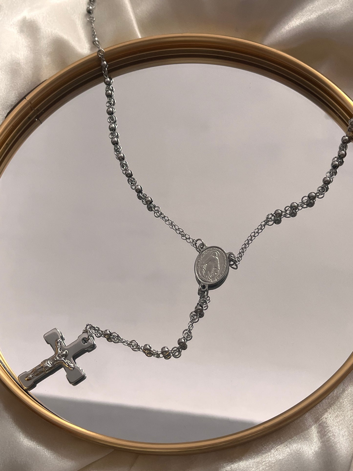 'Rosemary' Steel Cross Necklace