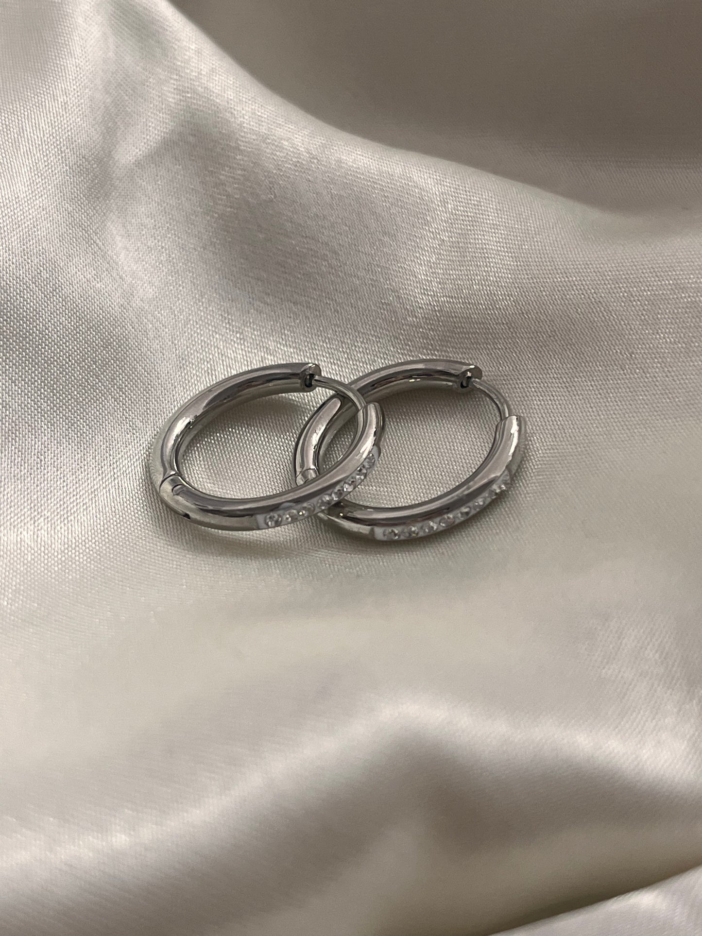 'Minimal Sparkles' Steel Hoop Earrings