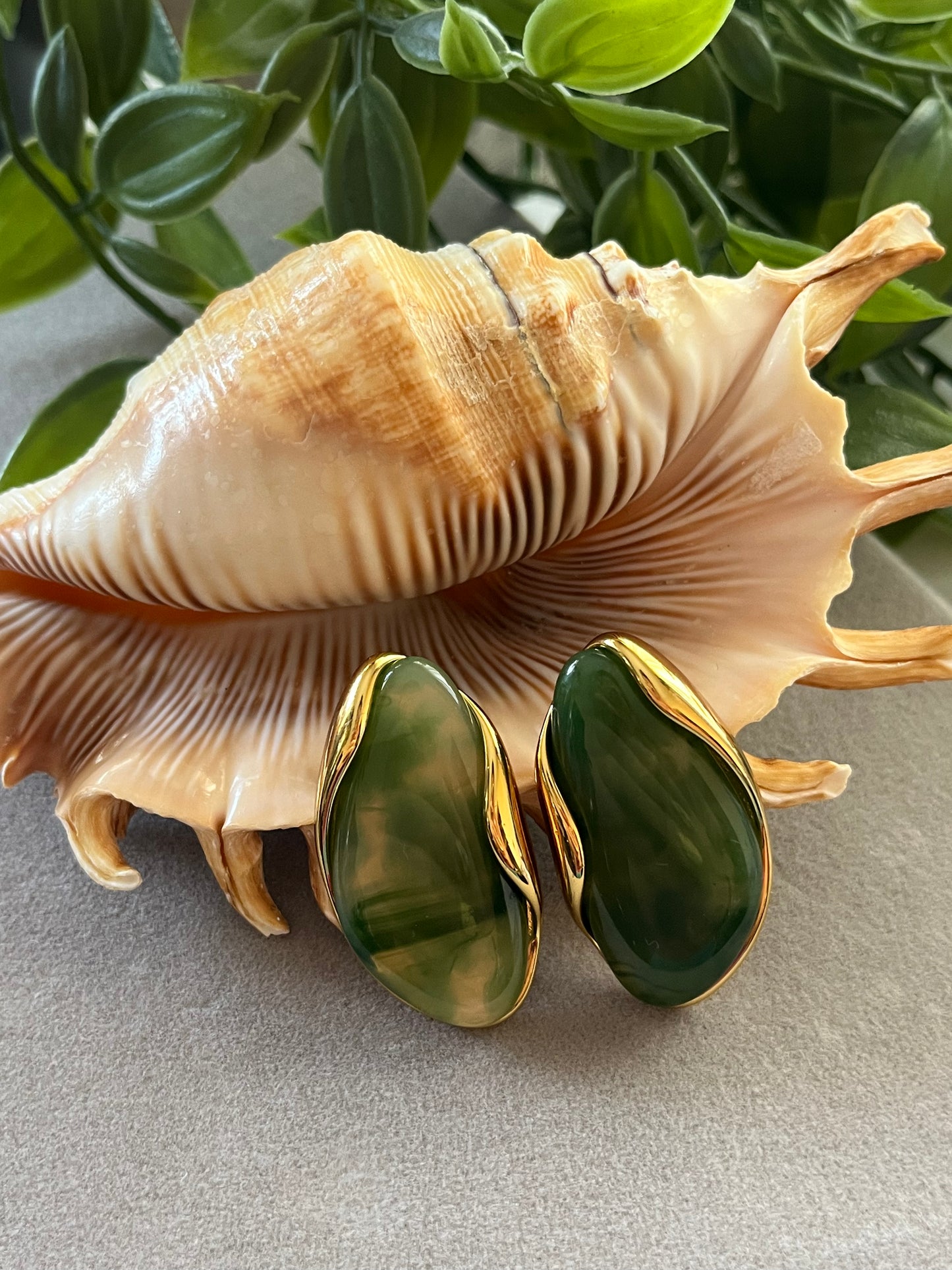 Σκουλαρίκια Ατσάλινα Καρφωτά 'Almond Pistachio'