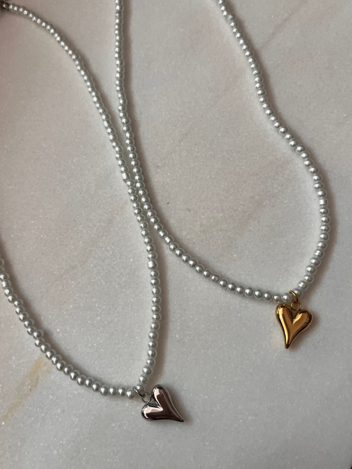Steel Necklace with Pearls 'Amore'