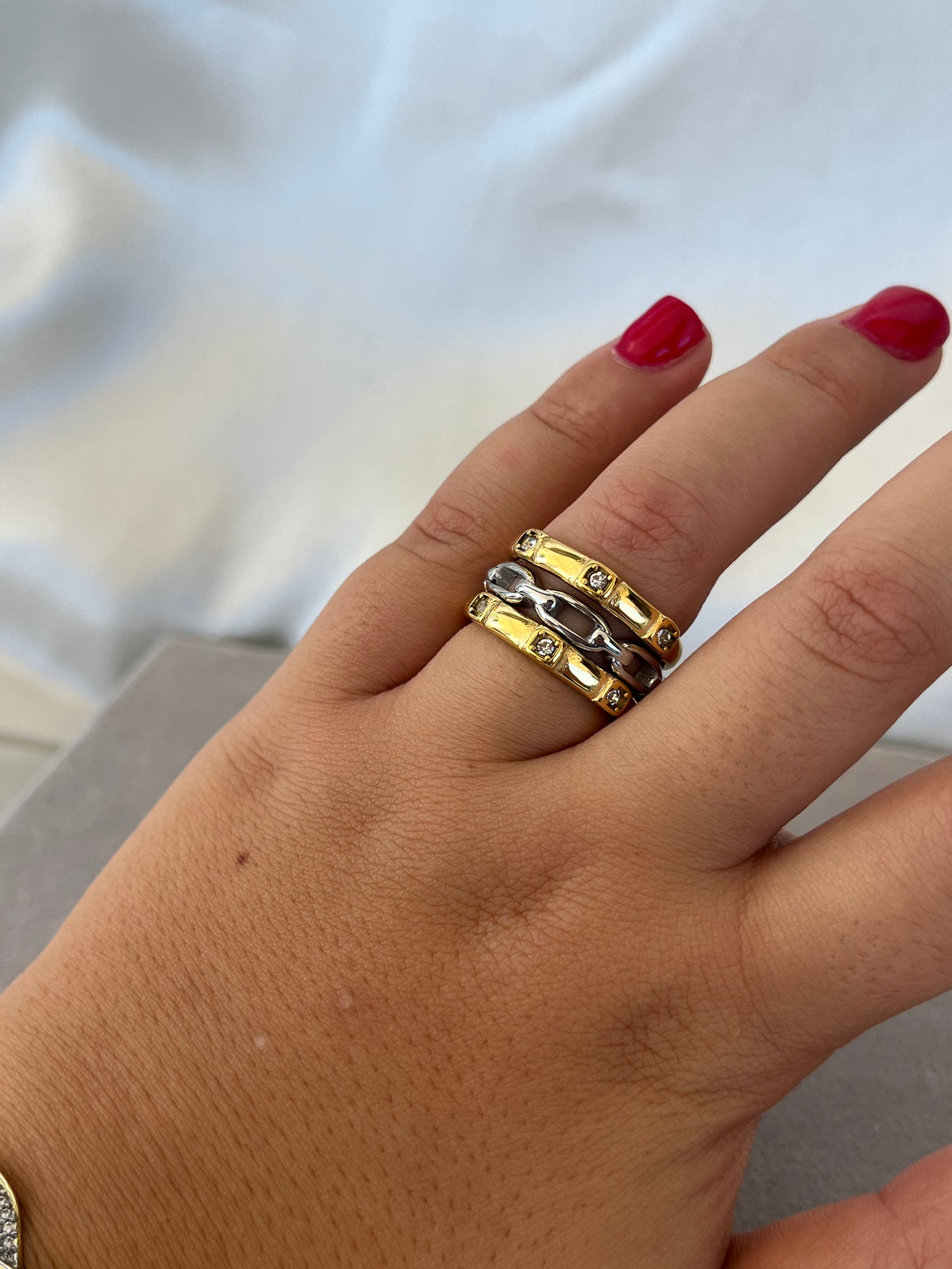 Triple Steel Ring with Zirconia
